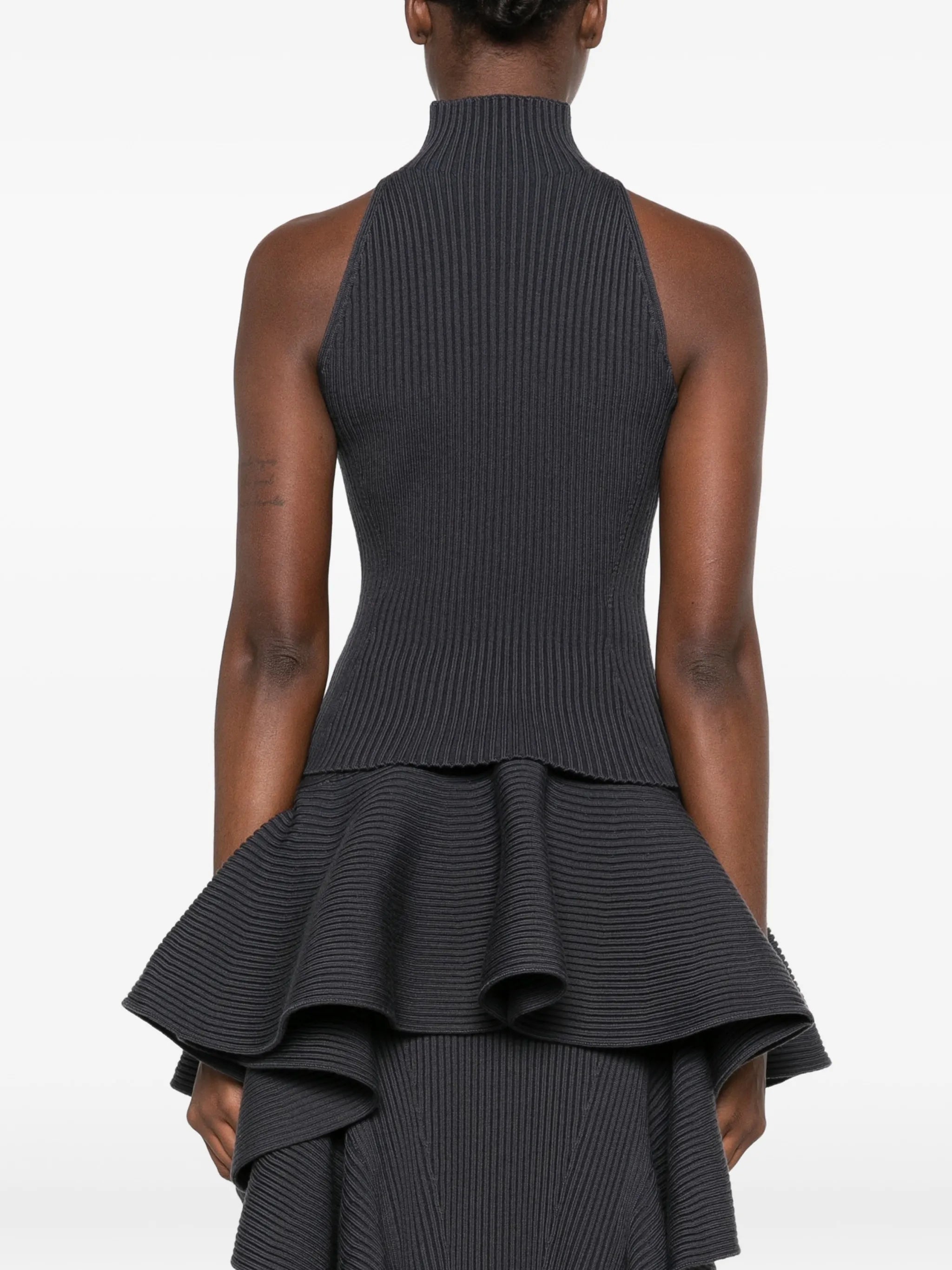 ribbed-knit halterneck top