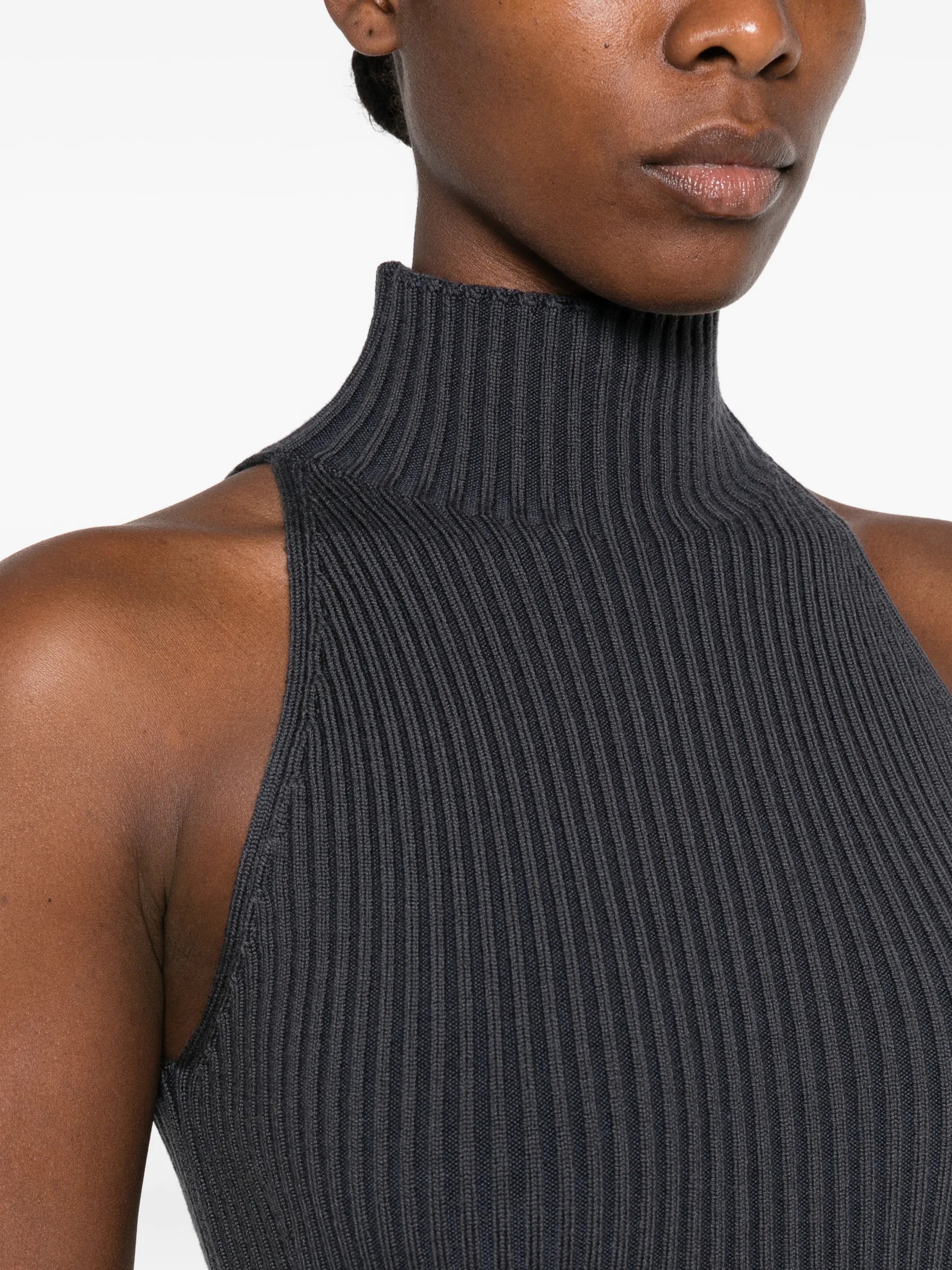 ribbed-knit halterneck top