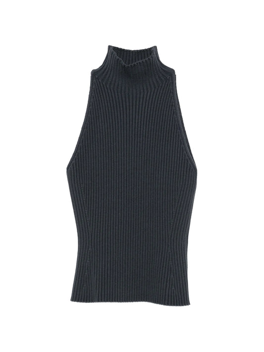 ribbed-knit halterneck top