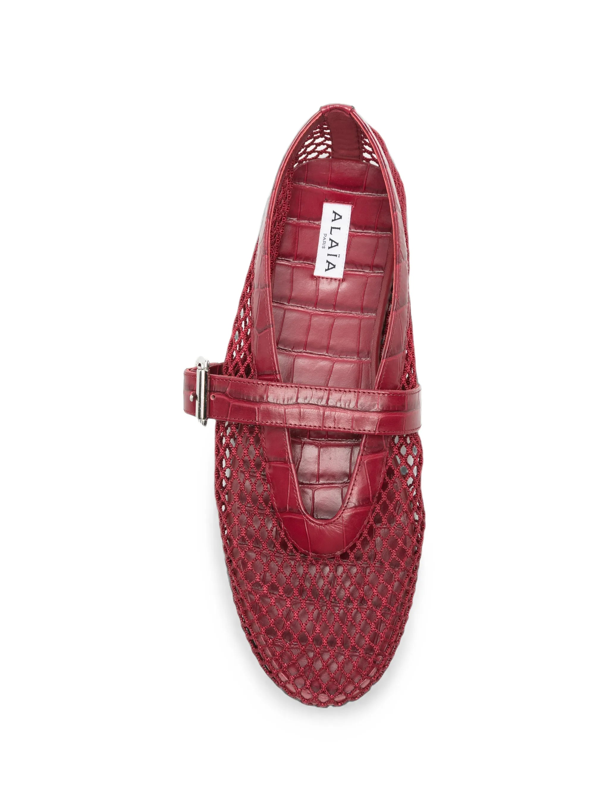 Fishnet croc-effect ballet flats