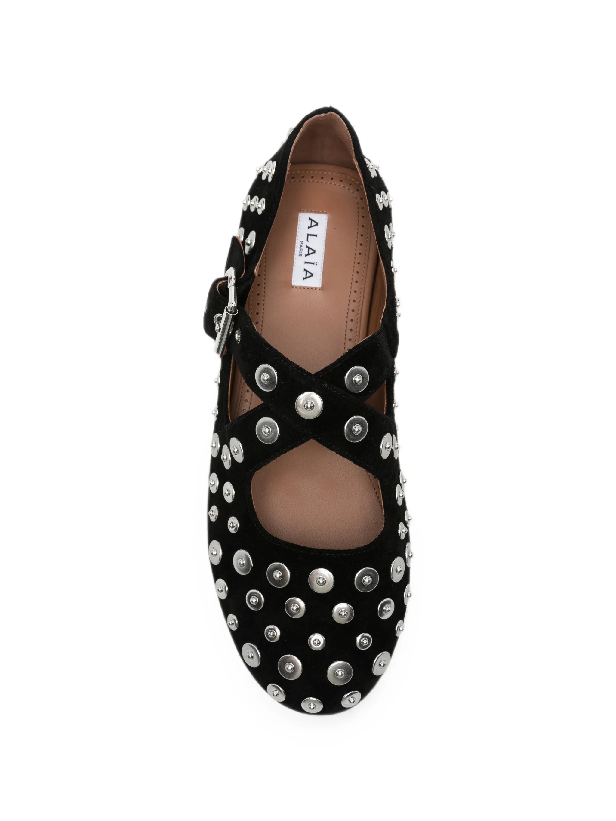 Criss-Cross stud-embellished ballet flats