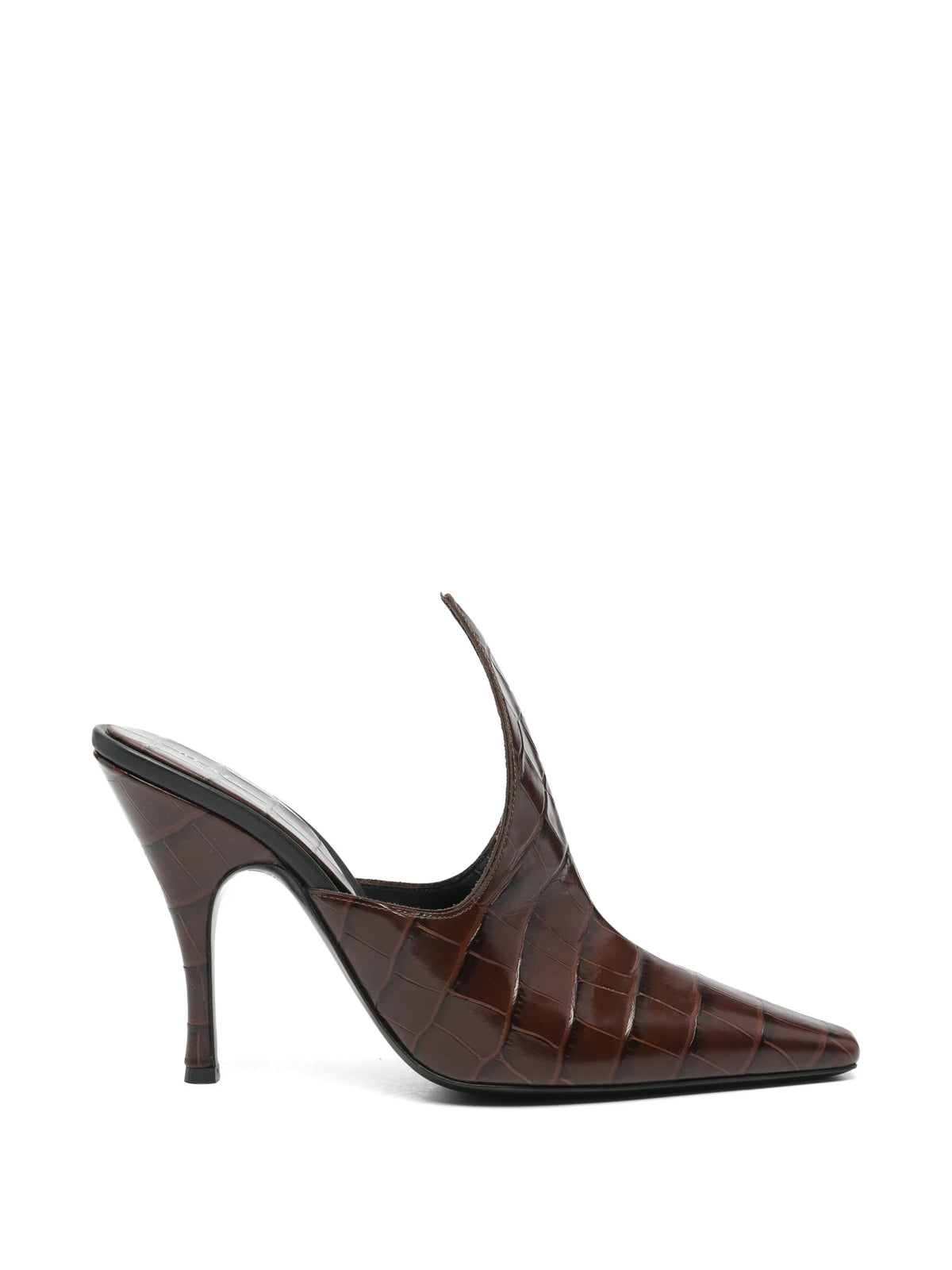 Court croc-effect leather mules