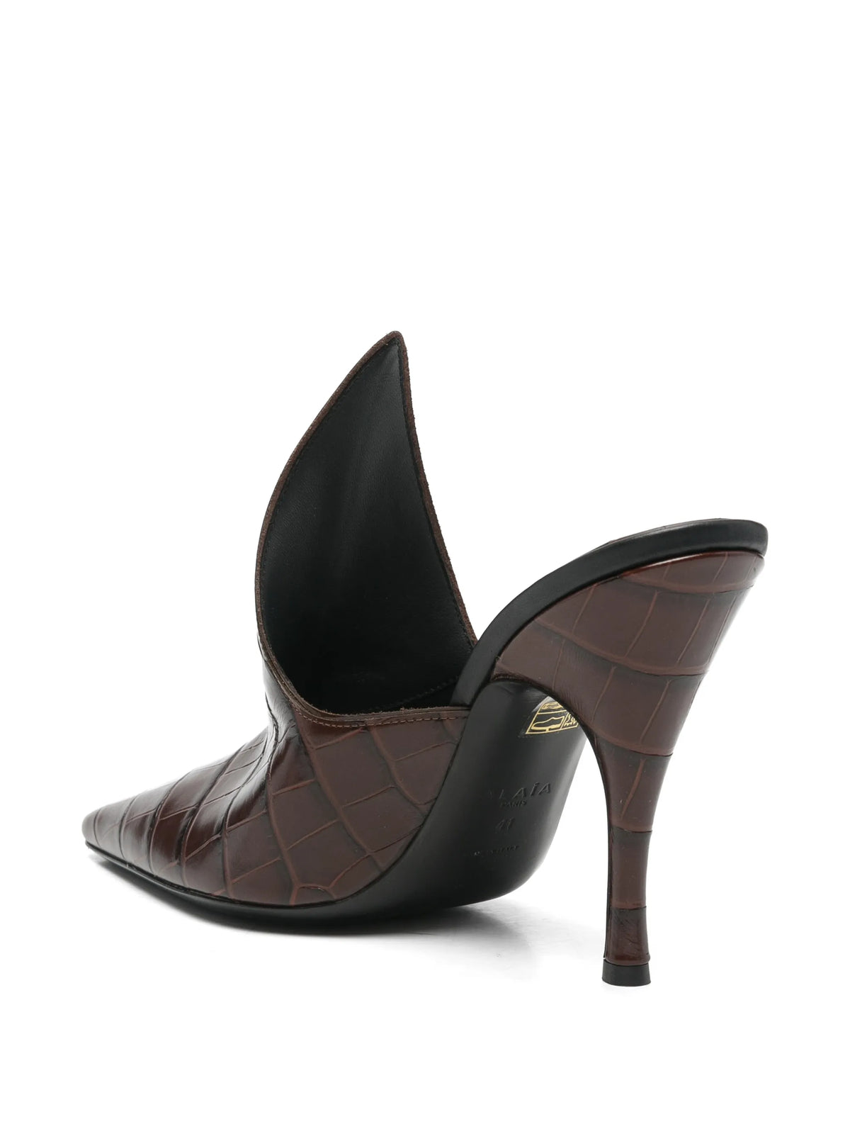 Court croc-effect leather mules