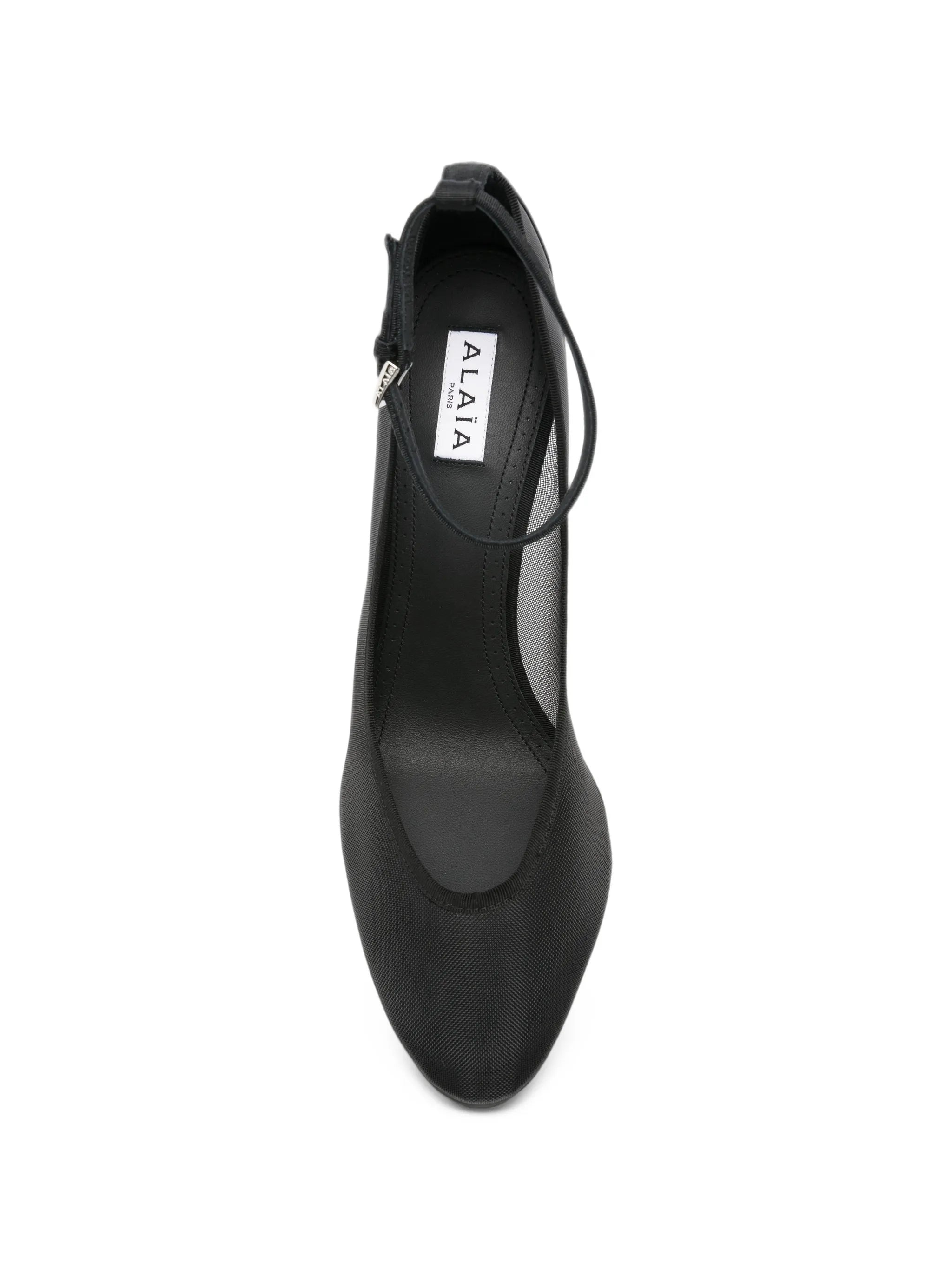 Iris mesh ankle-strap pumps