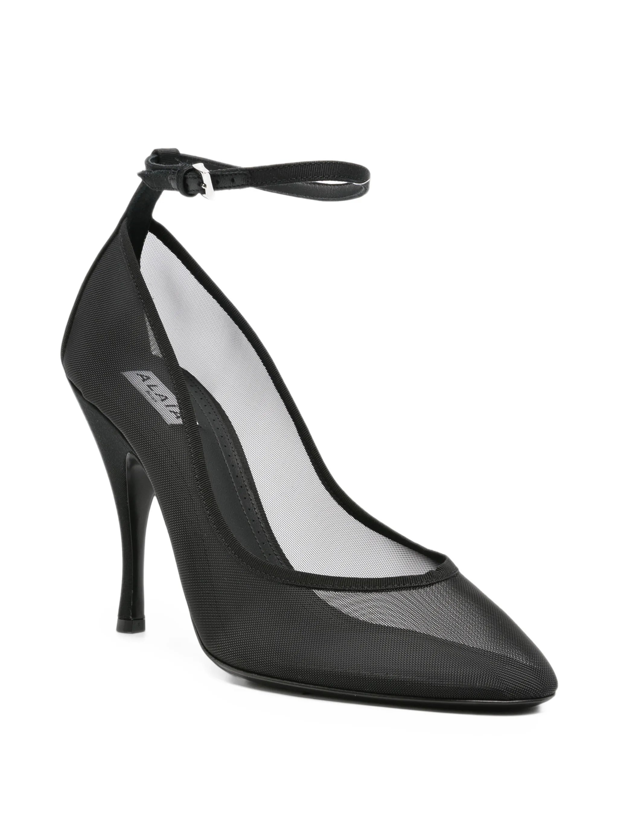 Iris mesh ankle-strap pumps