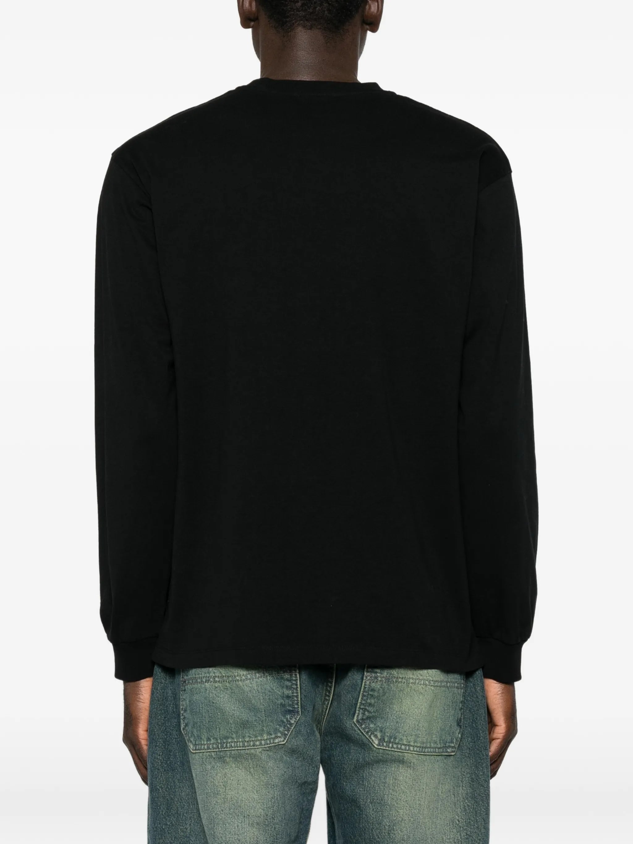 long-sleeve slogan-print T-shirt