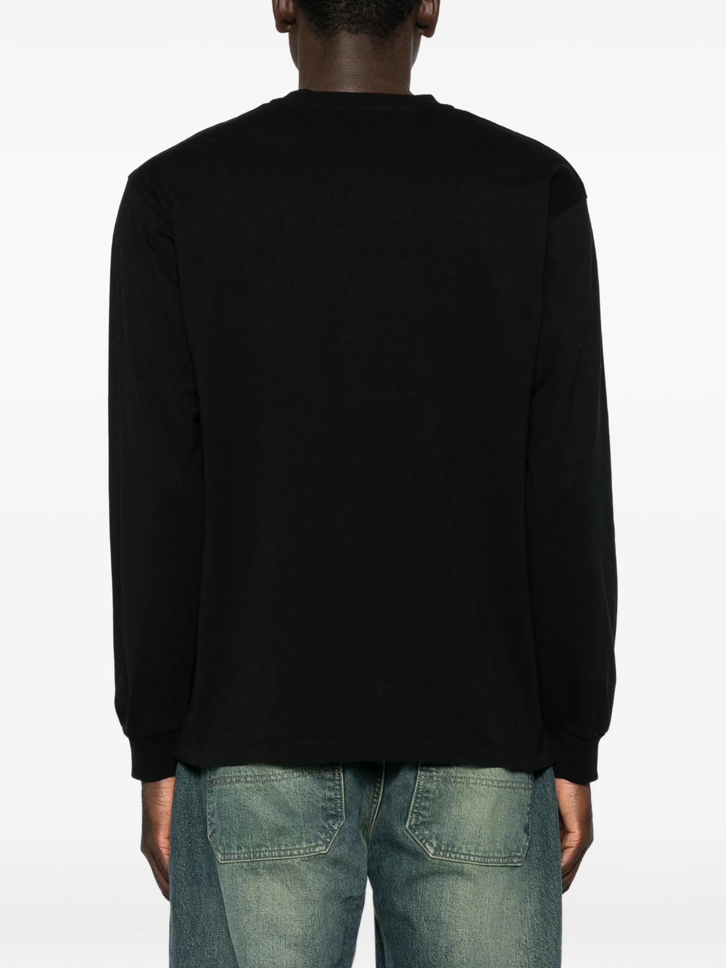 long-sleeve slogan-print T-shirt