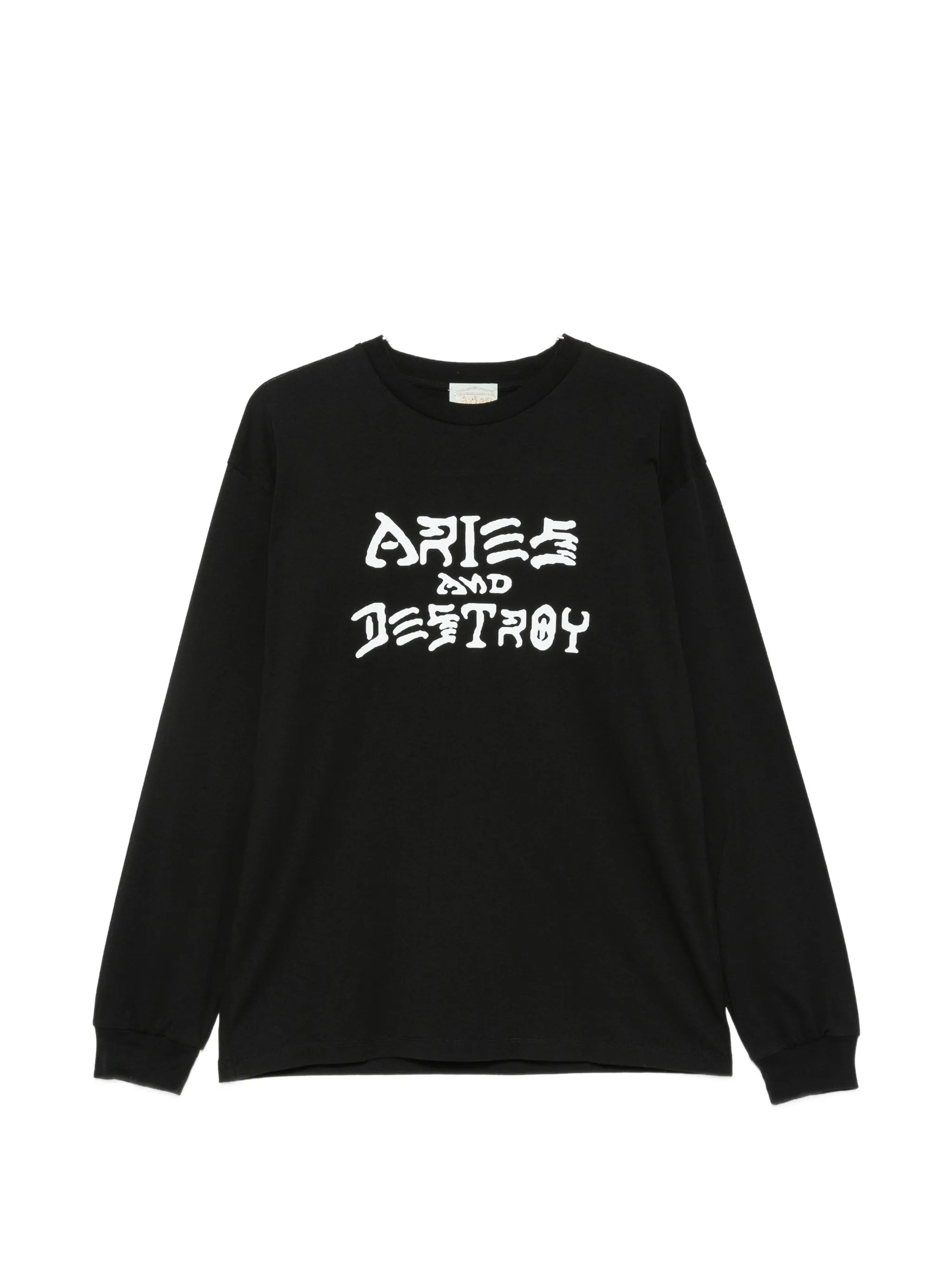 long-sleeve slogan-print T-shirt