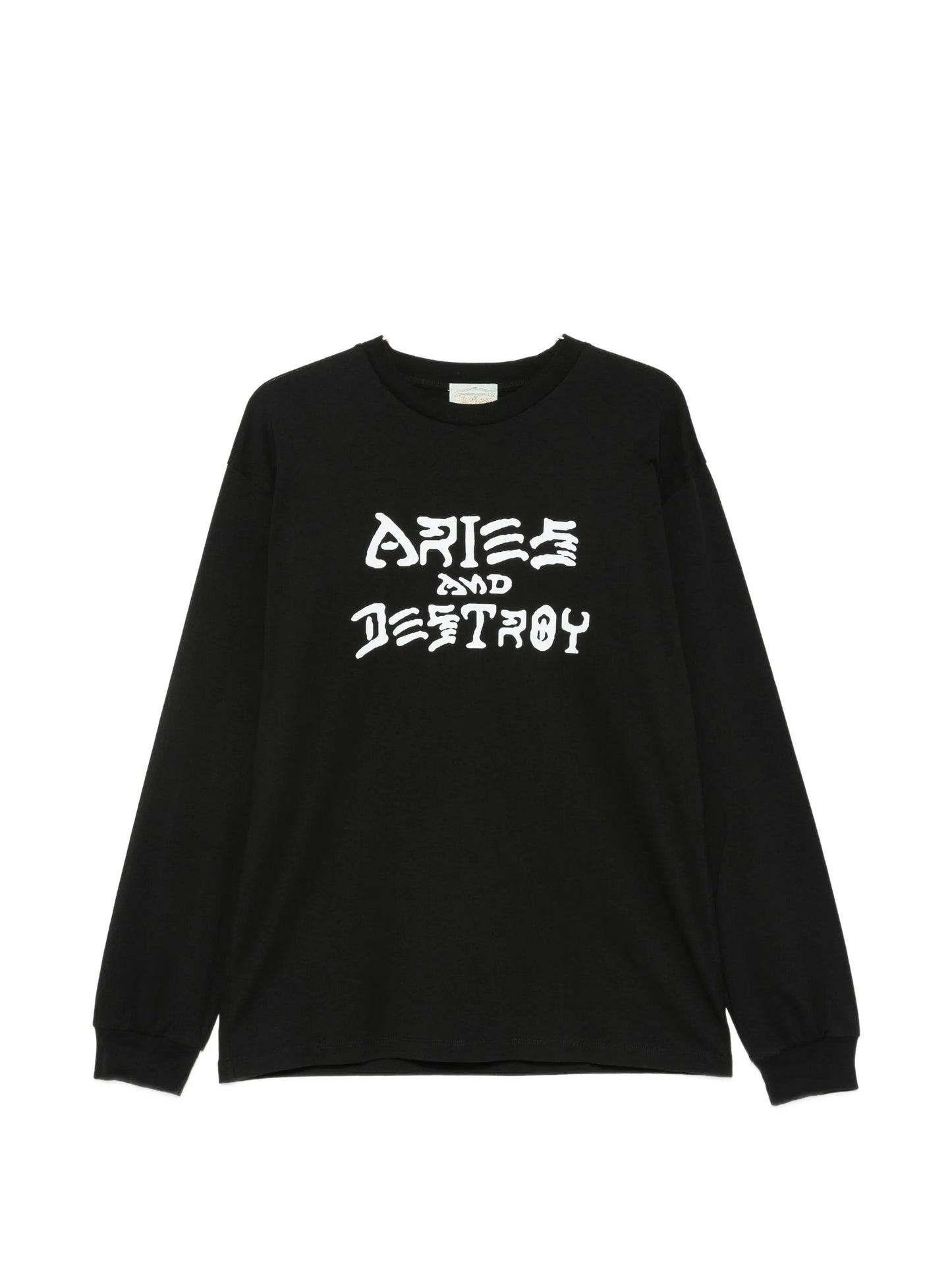 long-sleeve slogan-print T-shirt