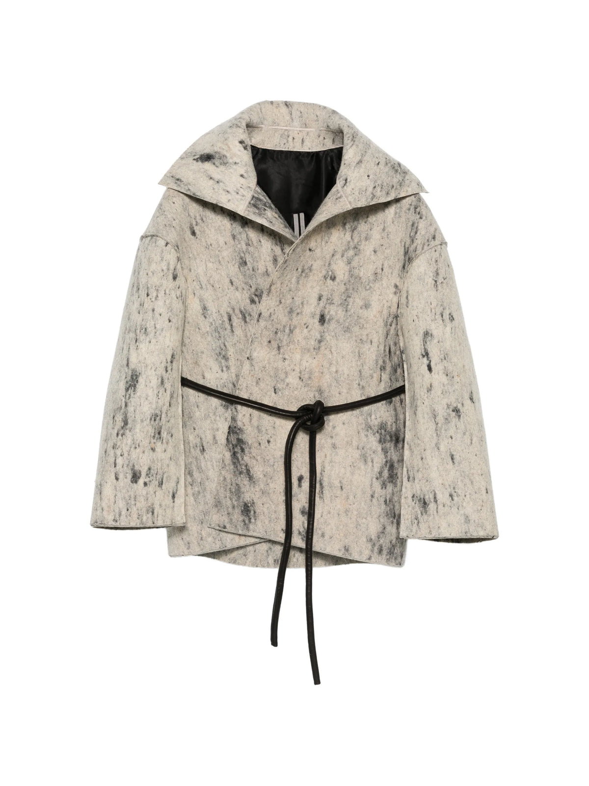 Tower Runway Dracucollar jacket in wool whipcord and waxy lamb leather