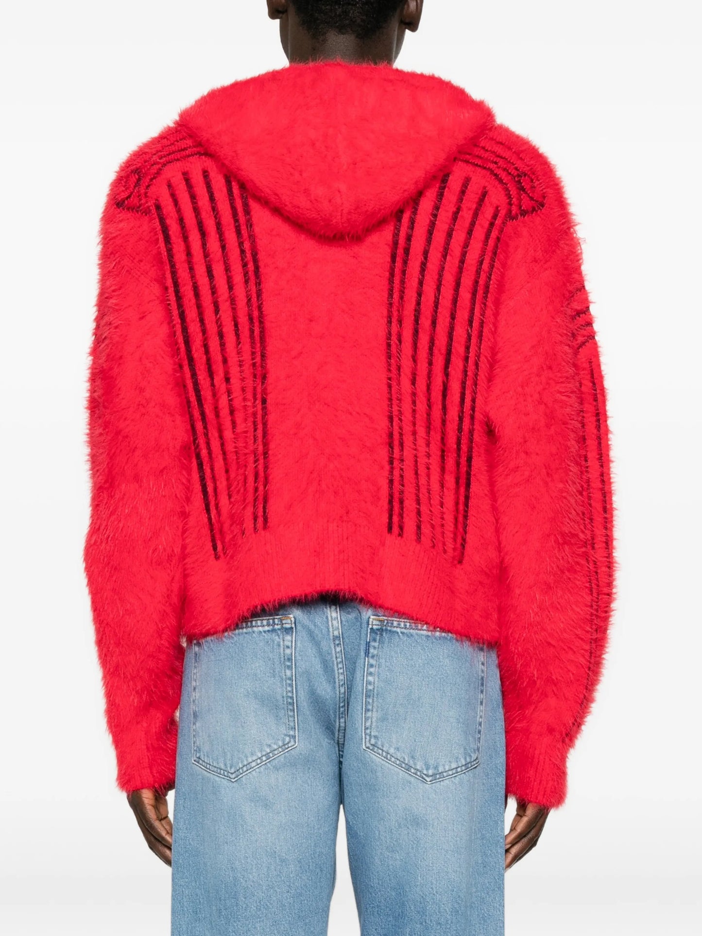 column-print zip-fastening hoodie