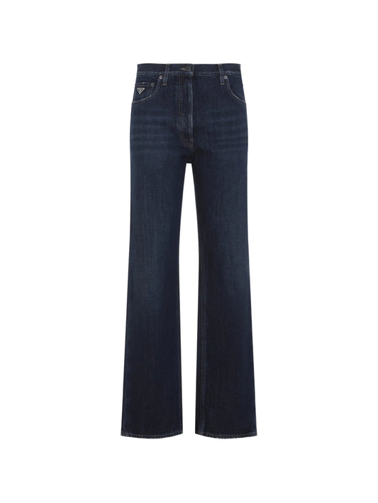 logo-plaque wide-leg jeans