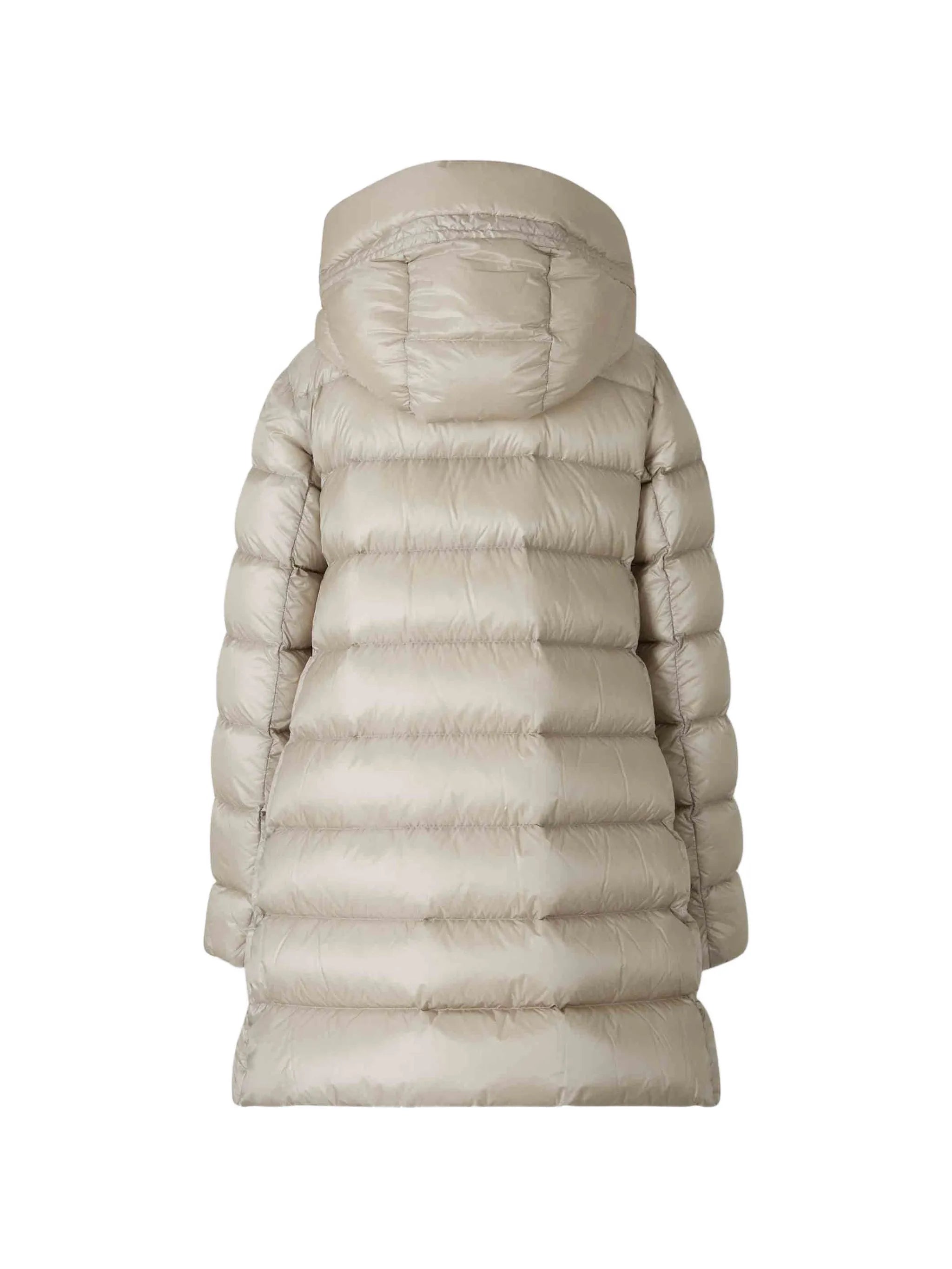 Suyenne hooded mid-length down jacket