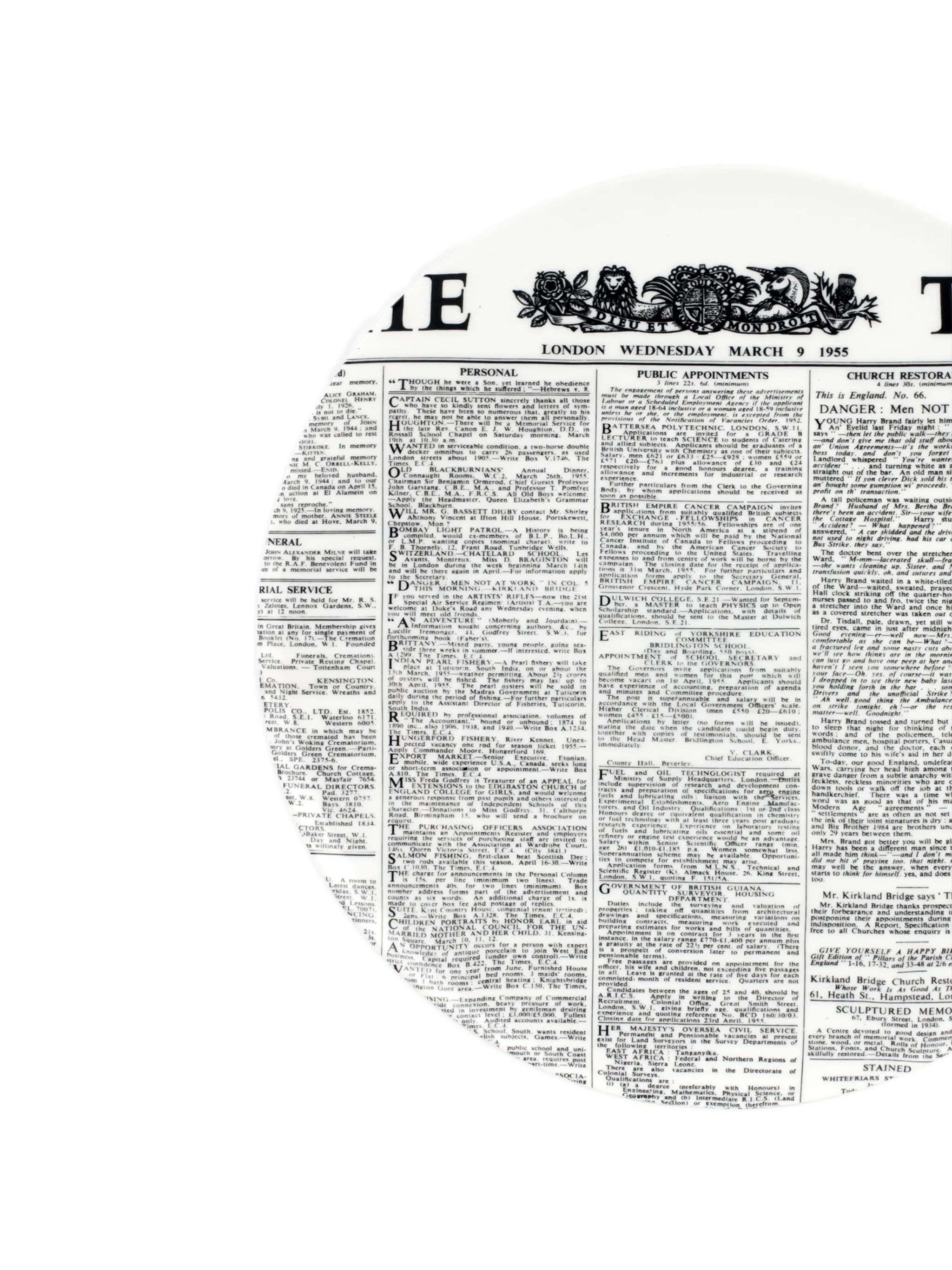 The Times decorative wall plate