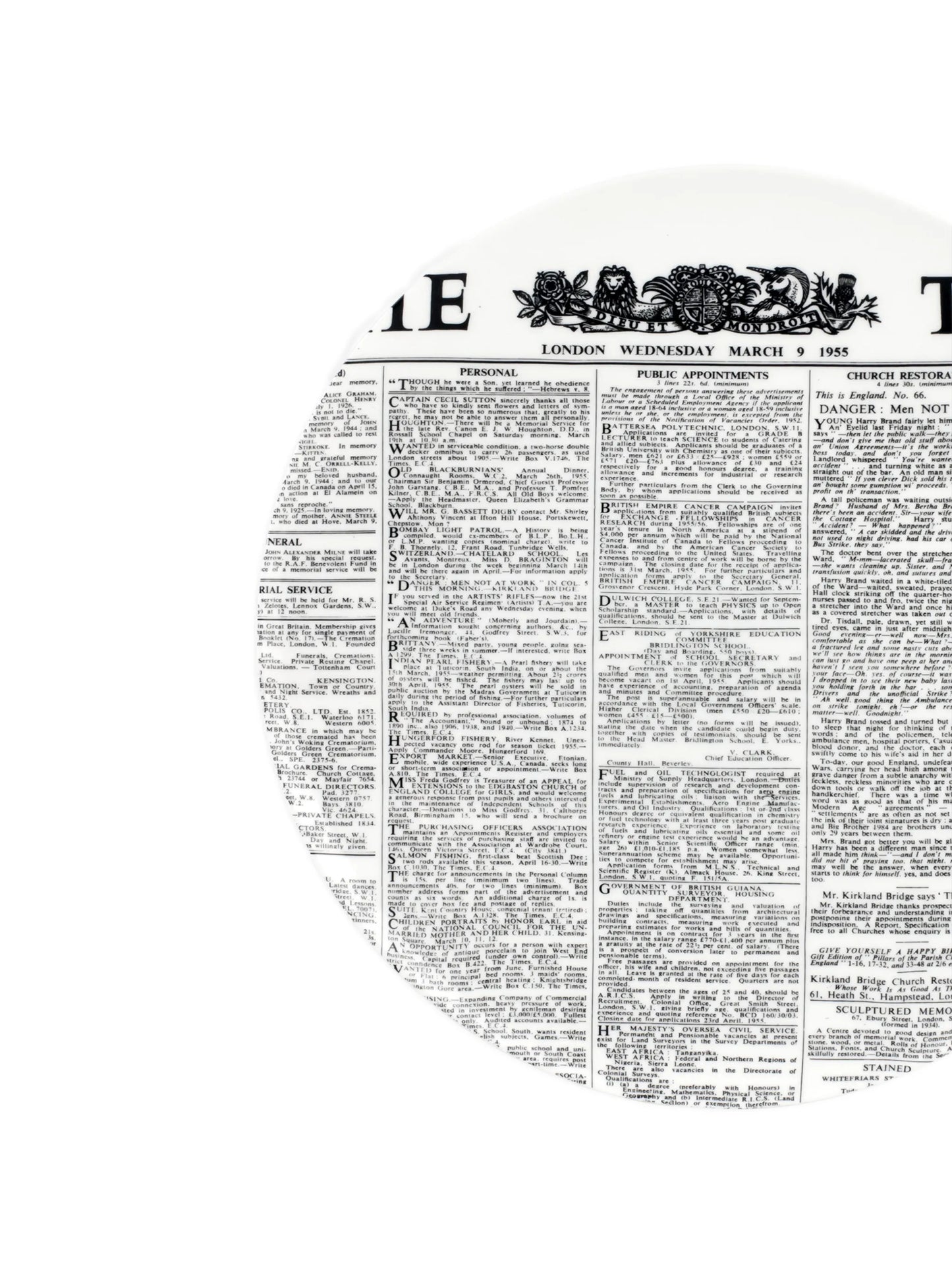 The Times decorative wall plate