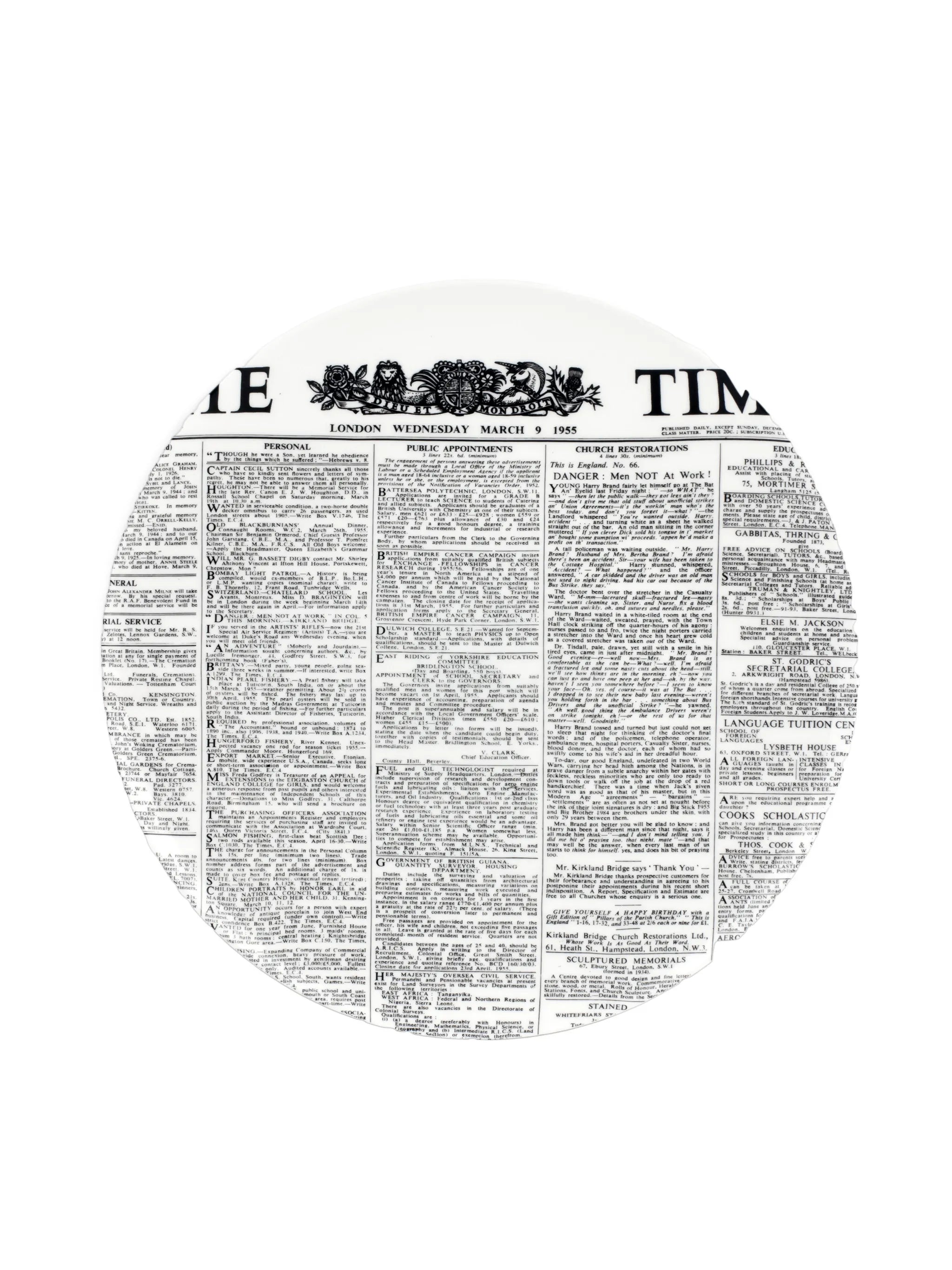 The Times decorative wall plate