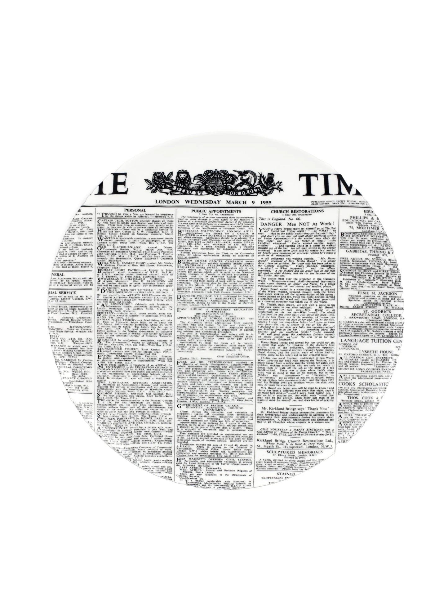 The Times decorative wall plate