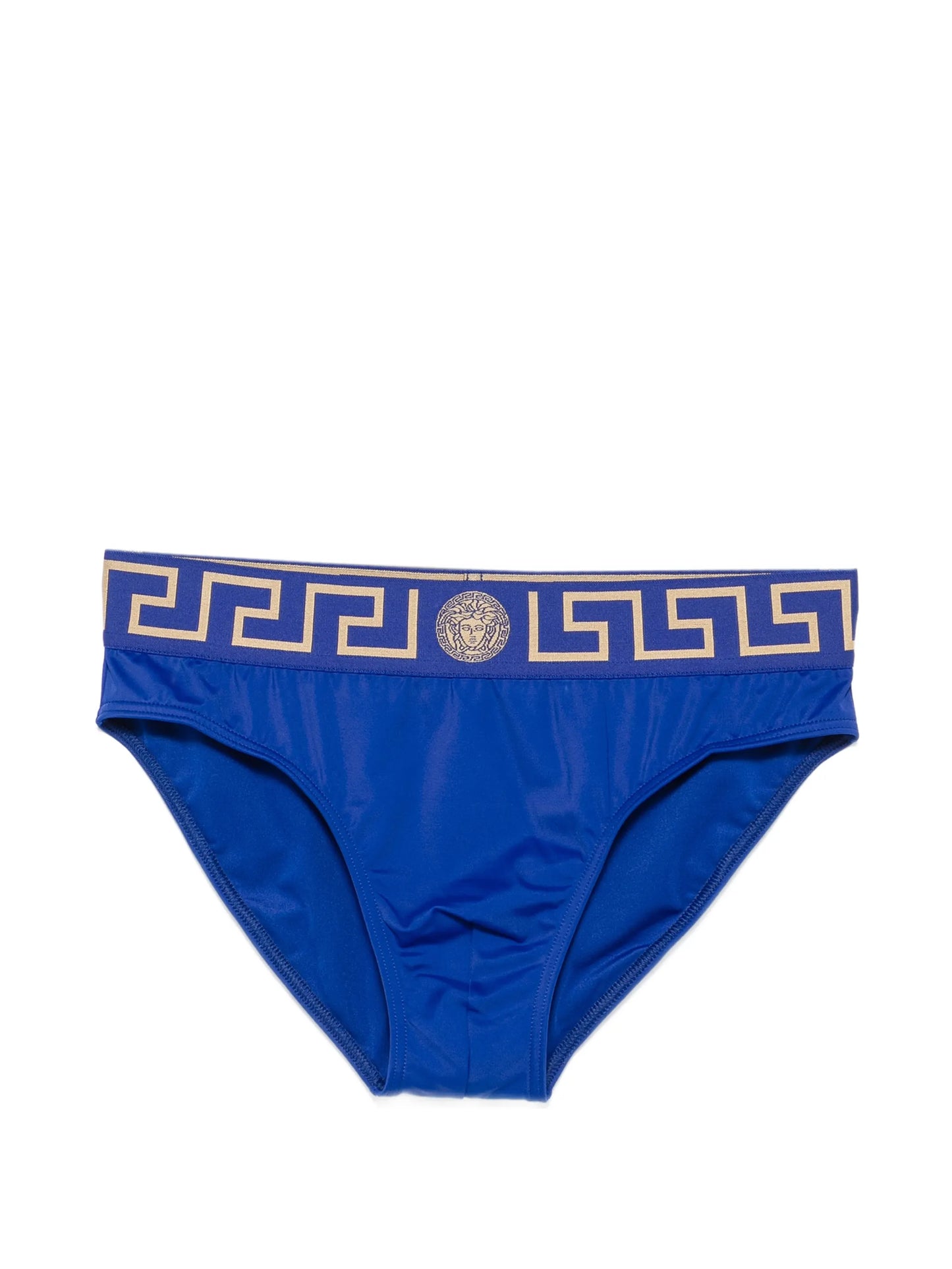 Greca-pattern Medusa-head swim trunks