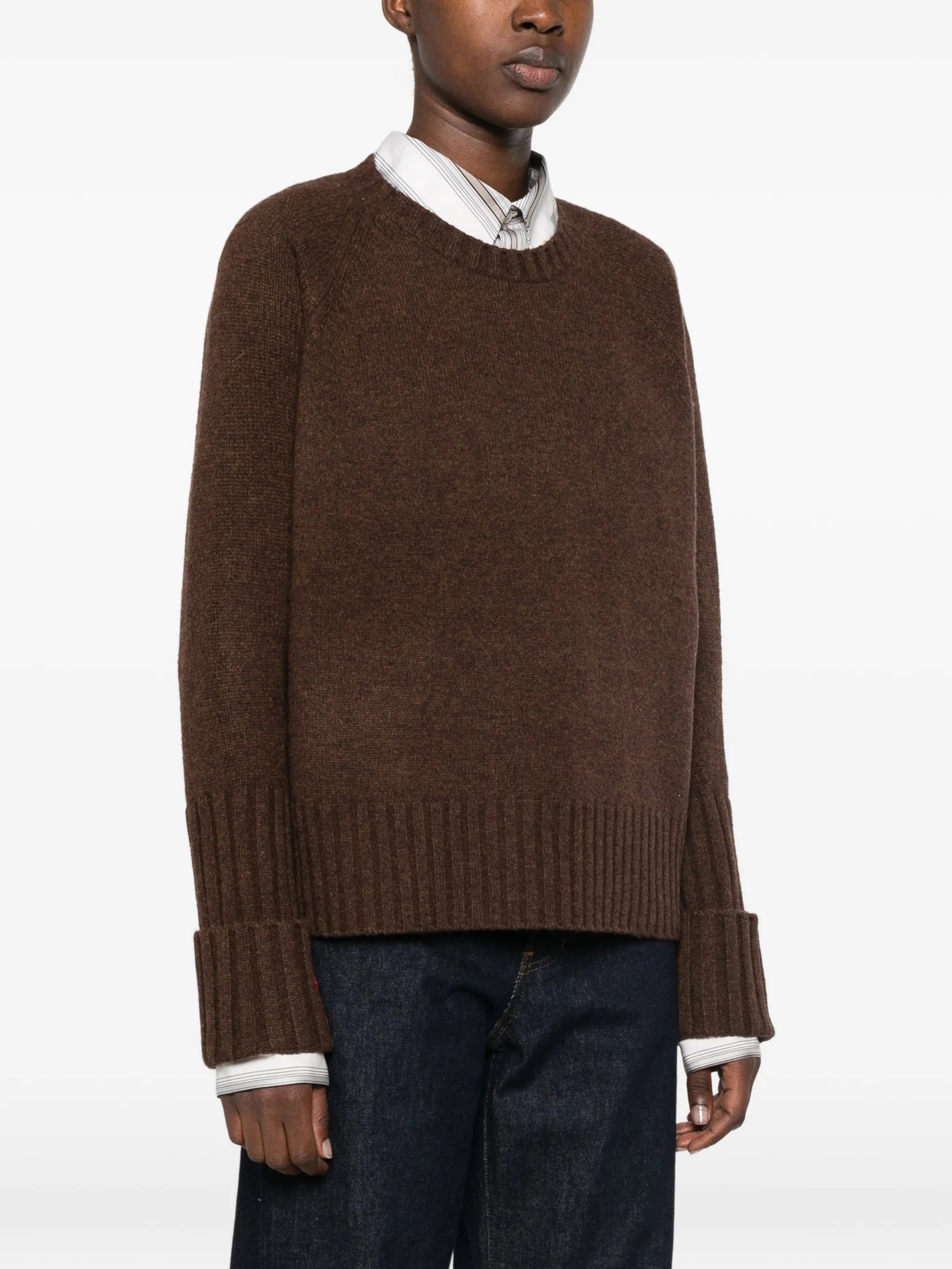 ribbed-knit raglan-sleeve knit