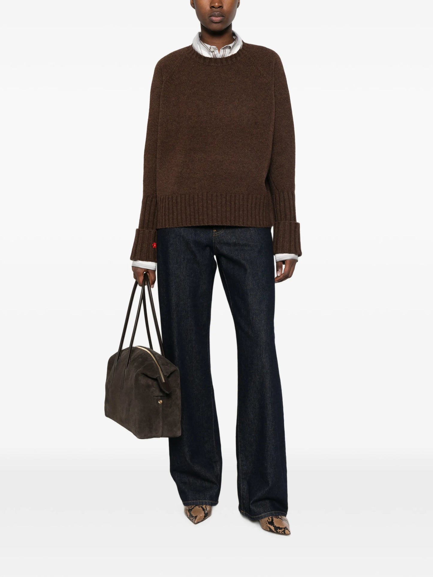 ribbed-knit raglan-sleeve knit