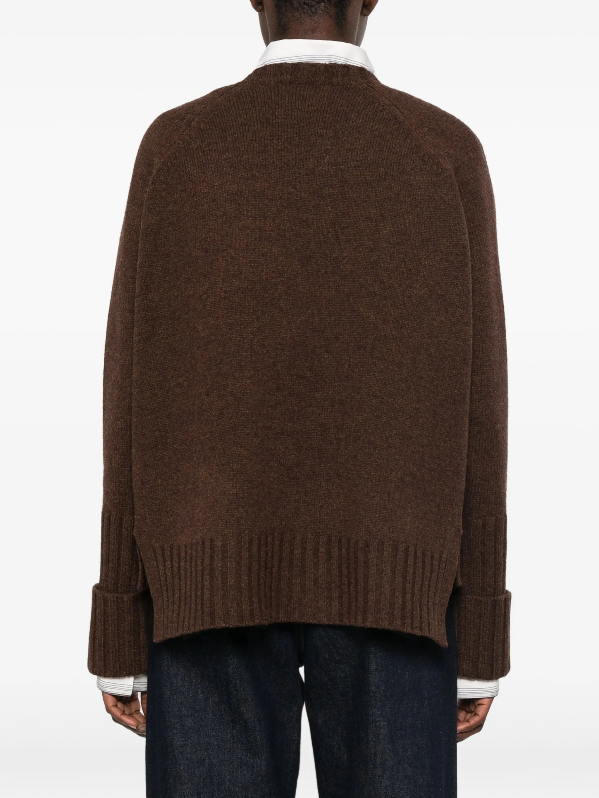 ribbed-knit raglan-sleeve knit