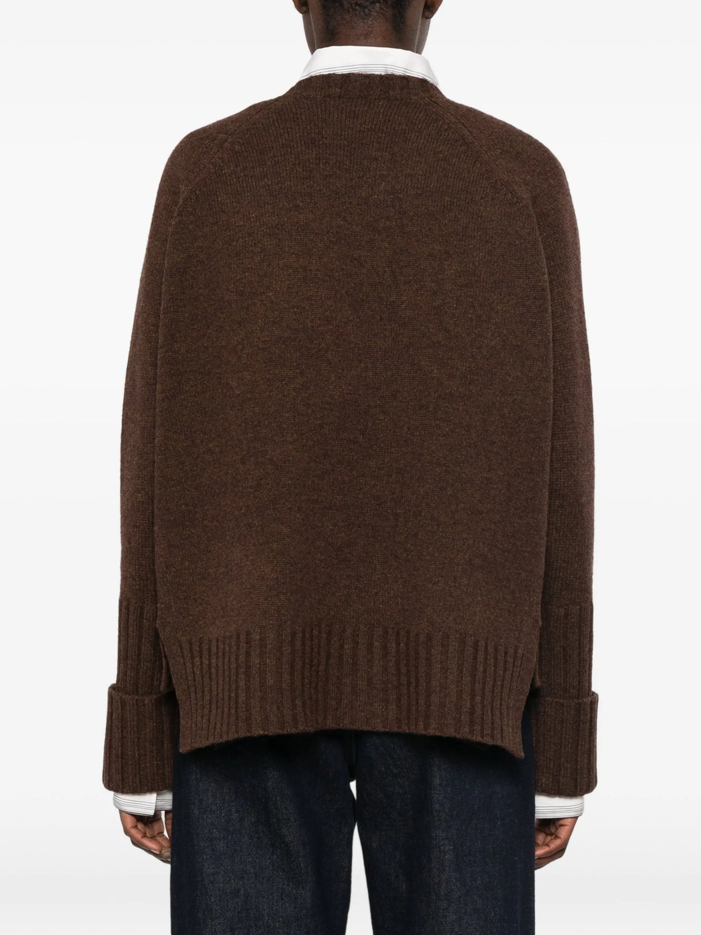 ribbed-knit raglan-sleeve knit
