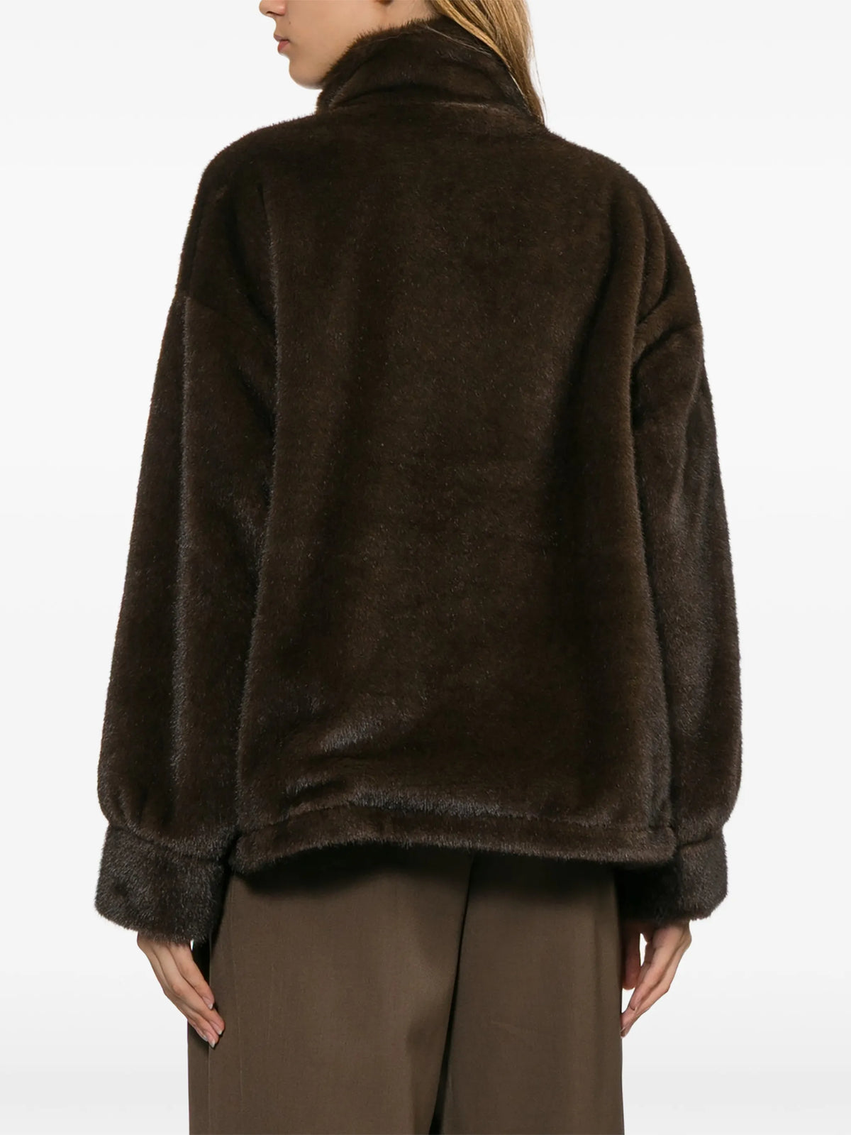 faux-fur quarter-zip hoodie