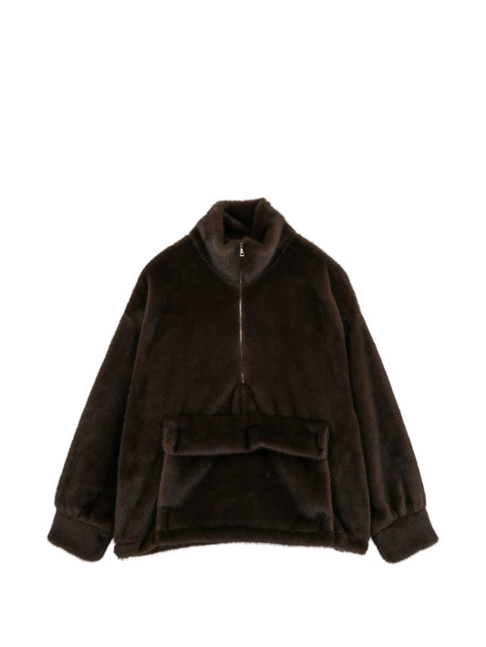 faux-fur quarter-zip hoodie