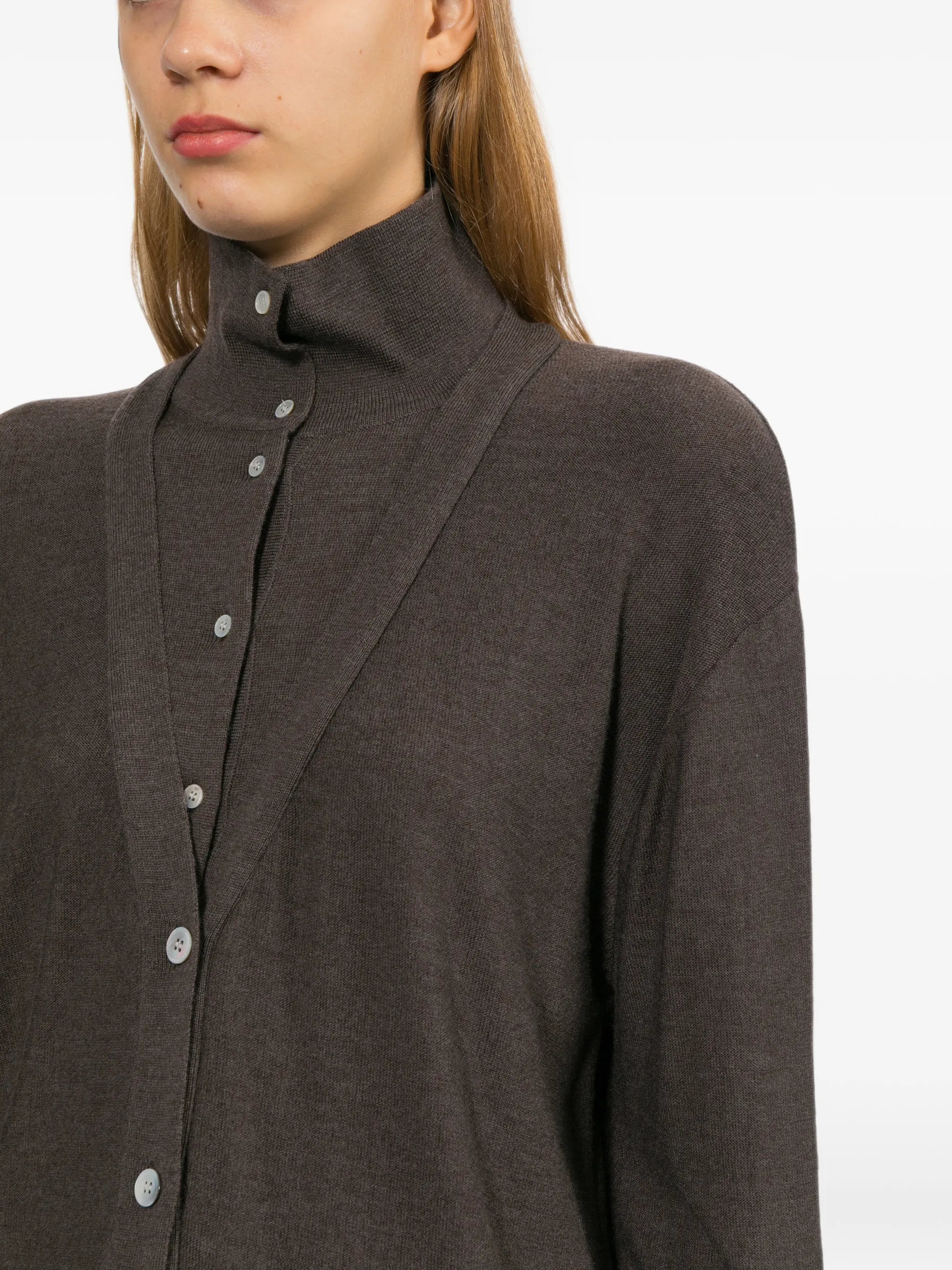 button-up layered-effect sweater