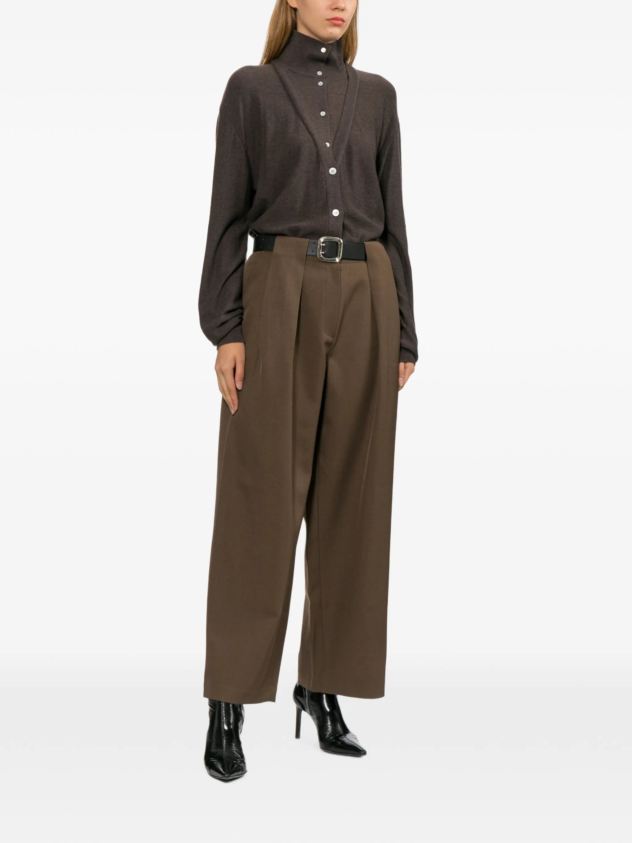 button-up layered-effect sweater