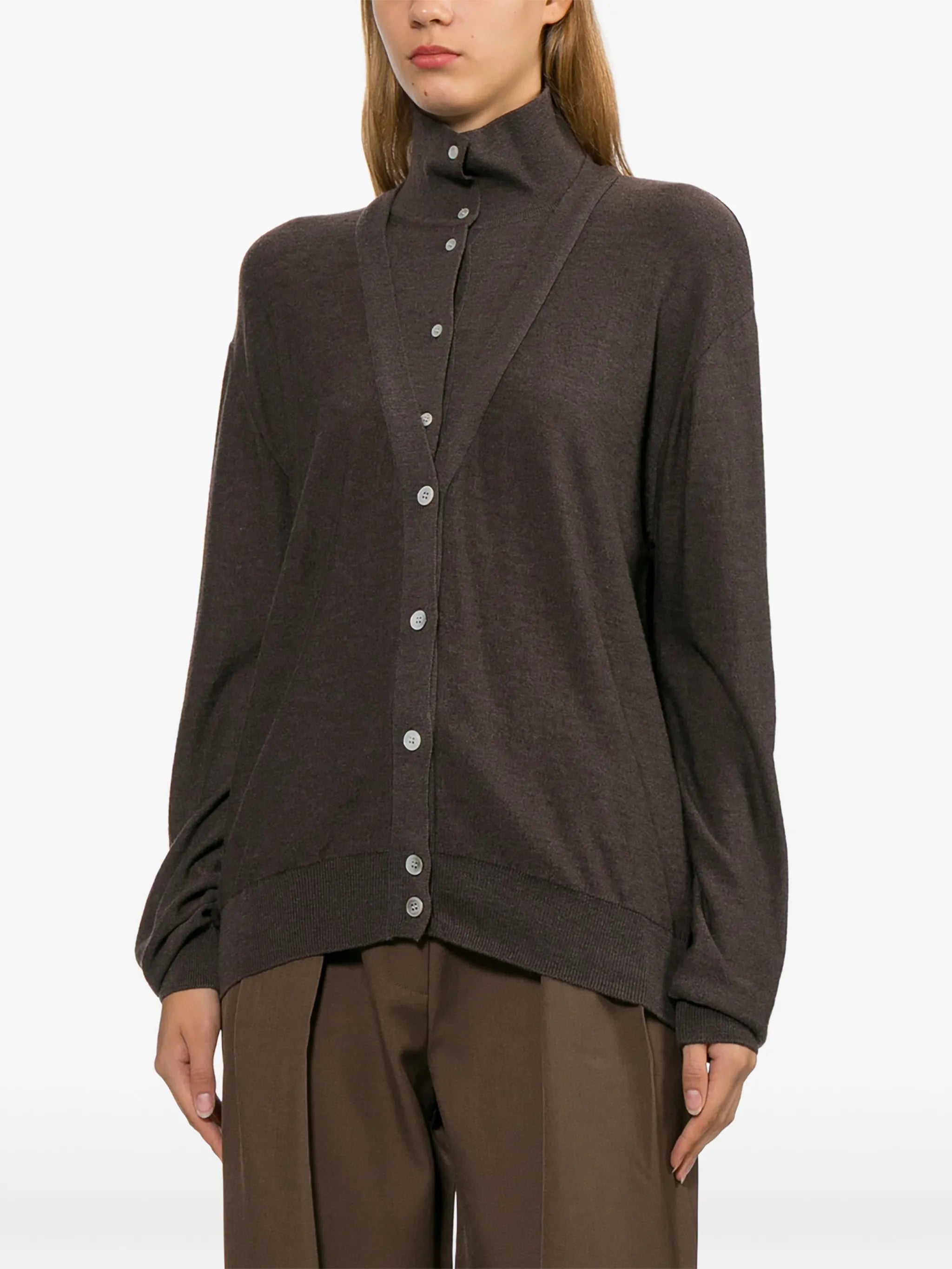 button-up layered-effect sweater