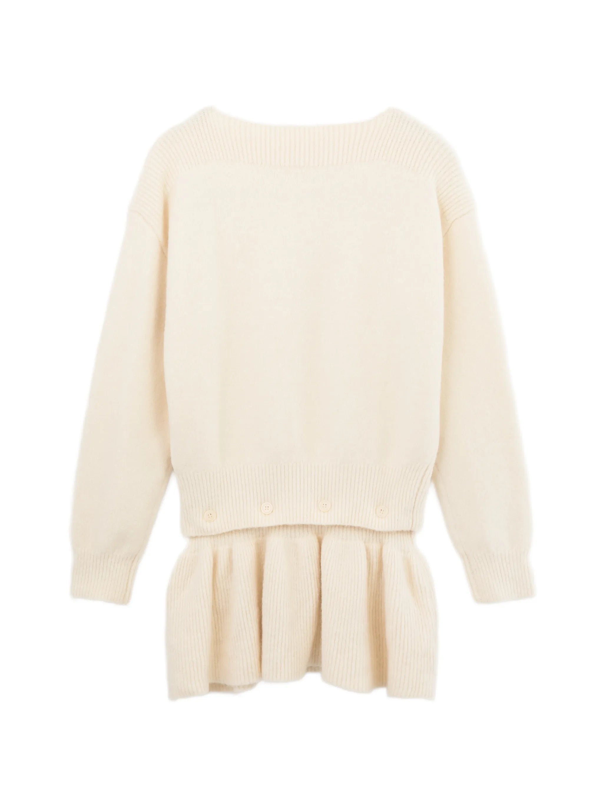 ruffled-trim ribbed-knit sweater