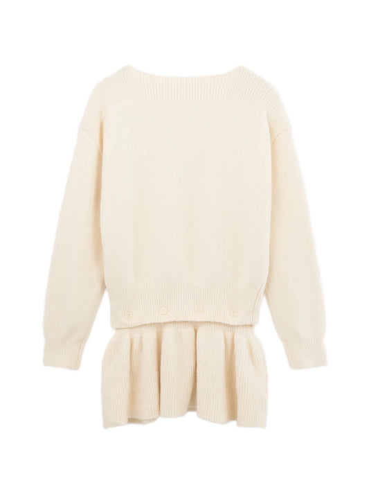 ruffled-trim ribbed-knit sweater