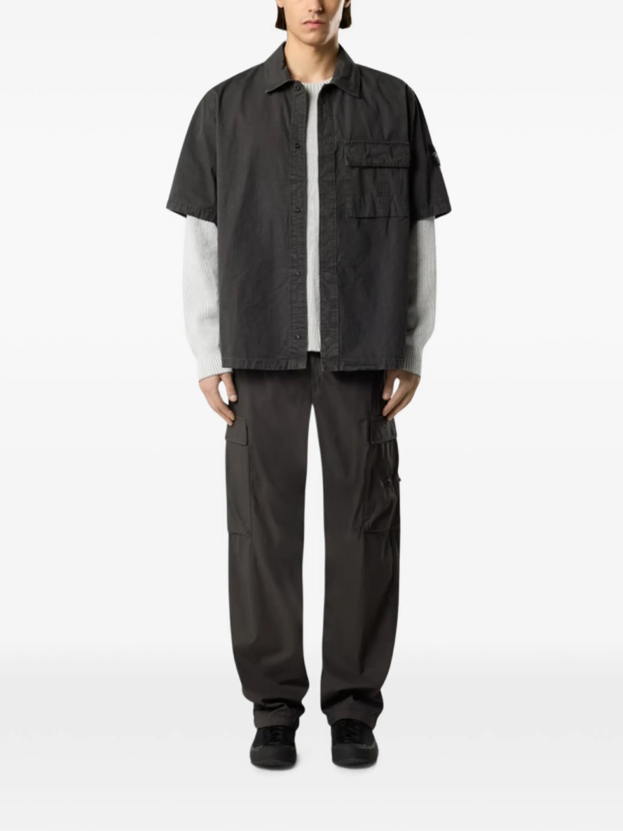 1200031 brushed organic cotton canvas old-effect shirt