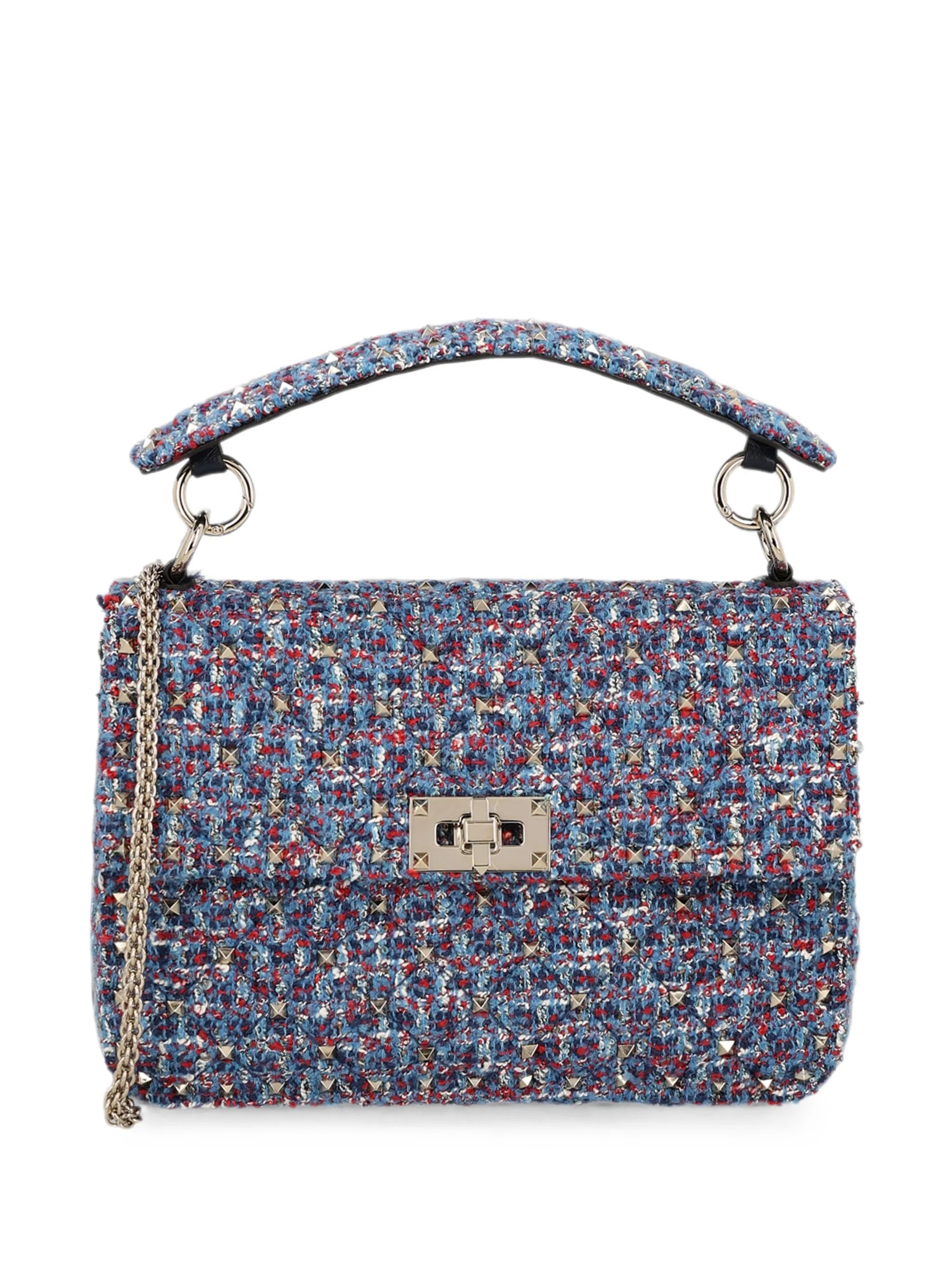 Rockstud Spike tweed tote bag
