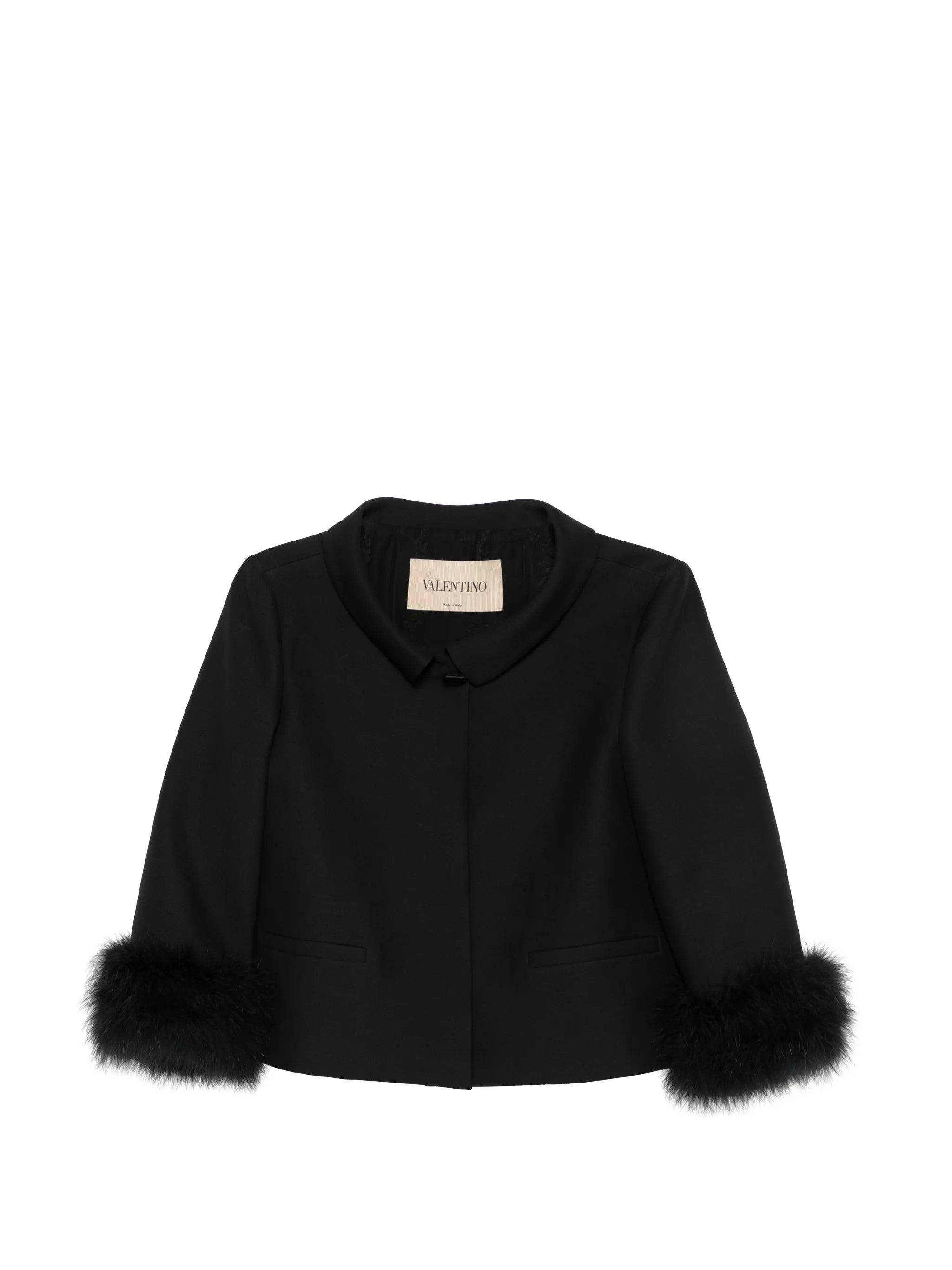 feather-trim peter pan collar jacket