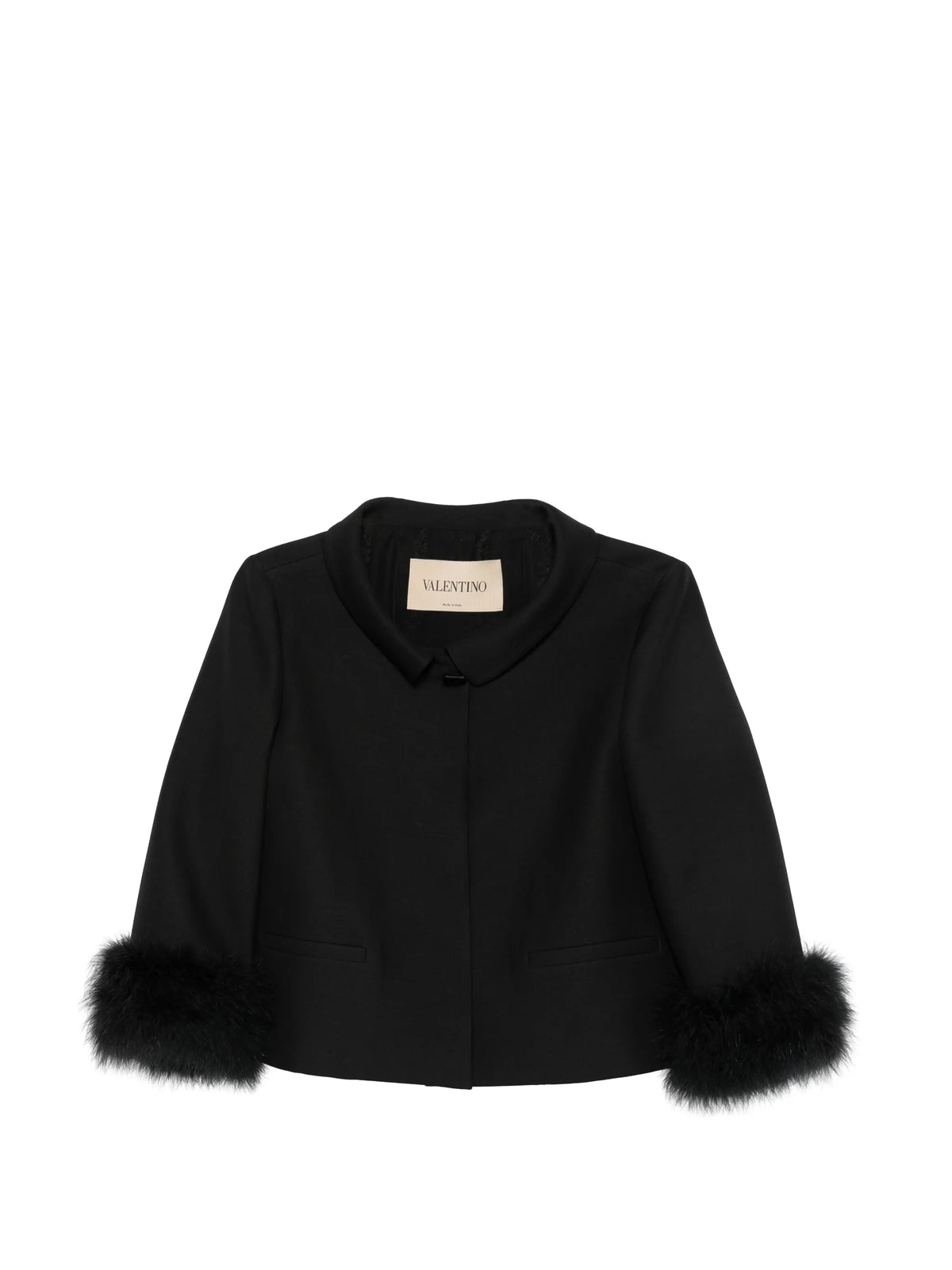 feather-trim peter pan collar jacket
