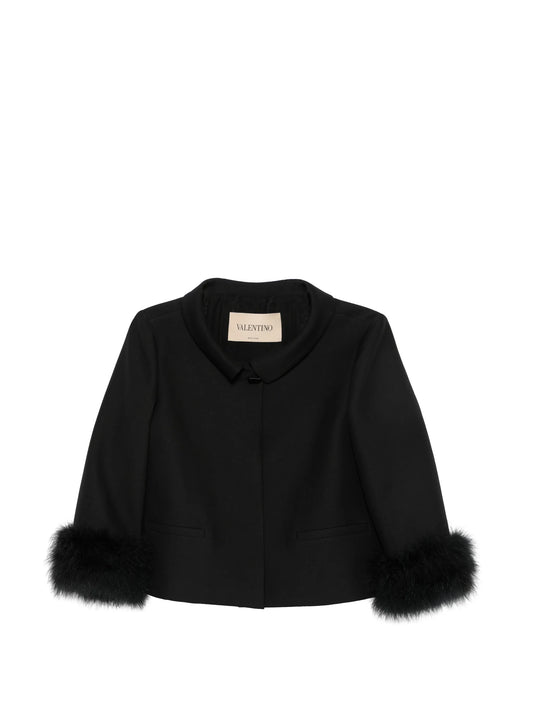 feather-trim peter pan collar jacket