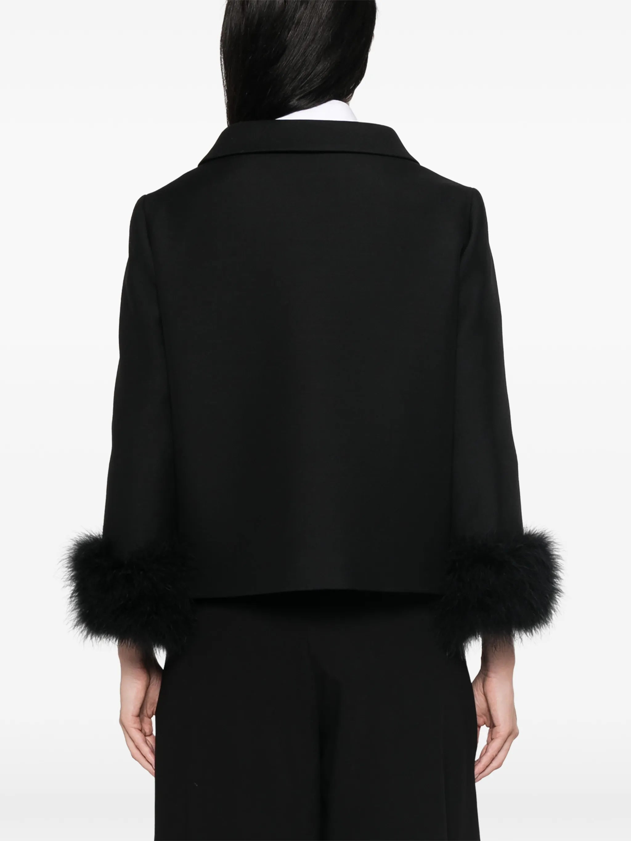 feather-trim peter pan collar jacket