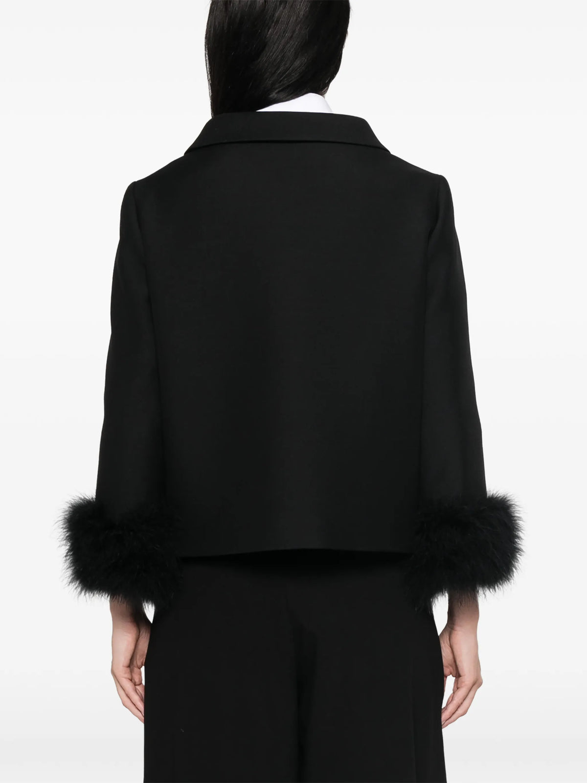 feather-trim peter pan collar jacket