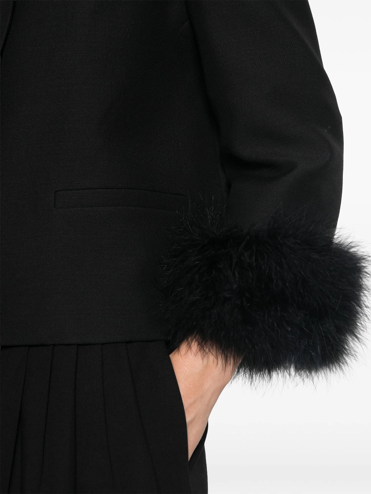 feather-trim peter pan collar jacket