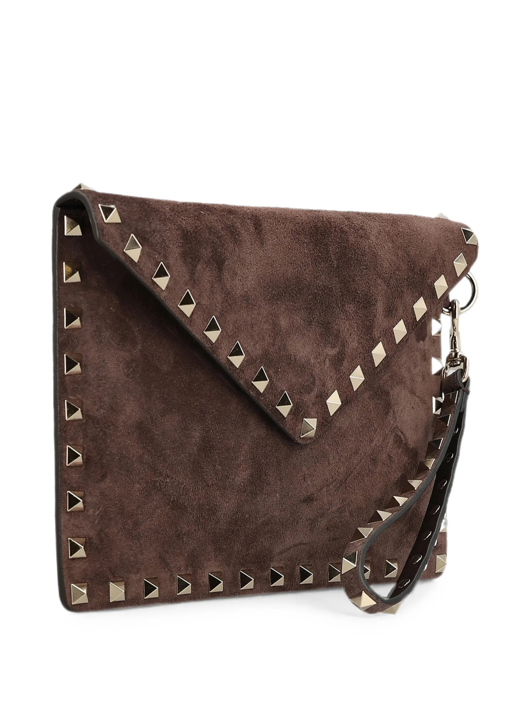 Rockstud suede clutch