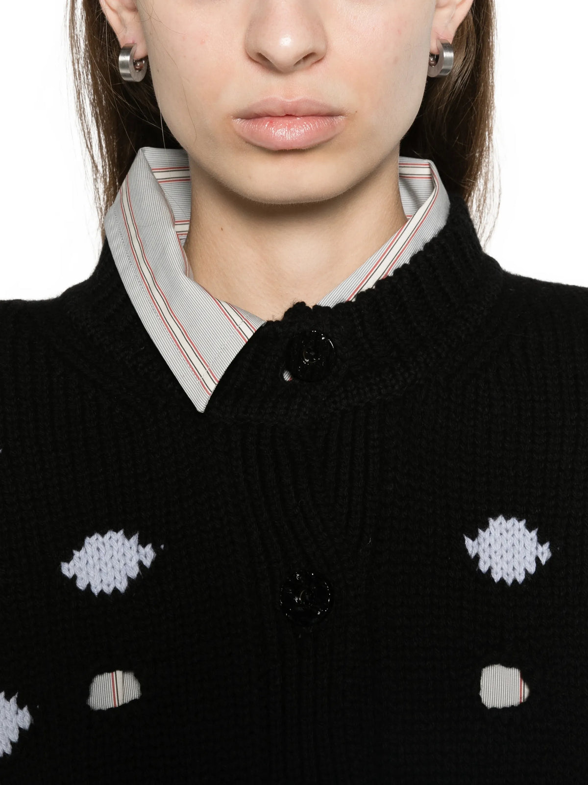 open-work spot cardigan