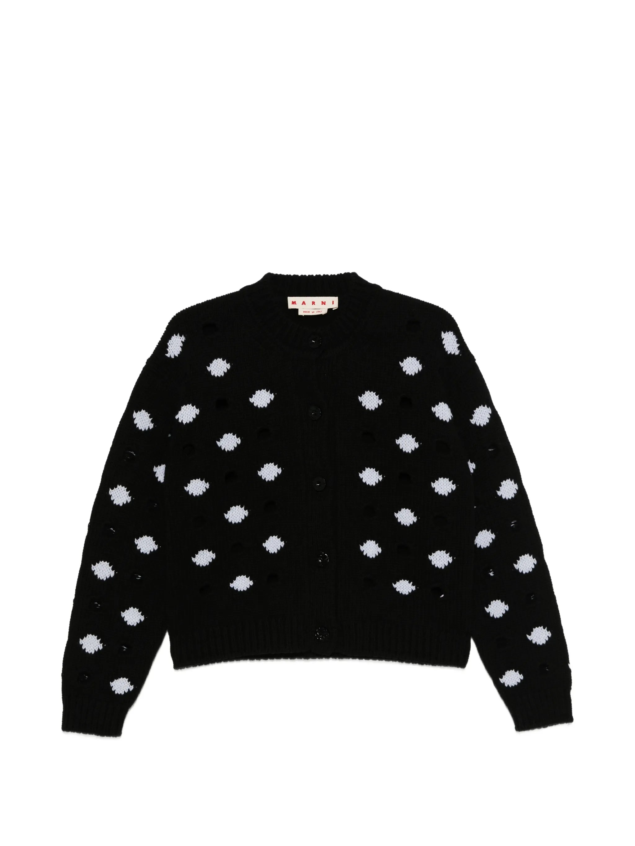 open-work spot cardigan