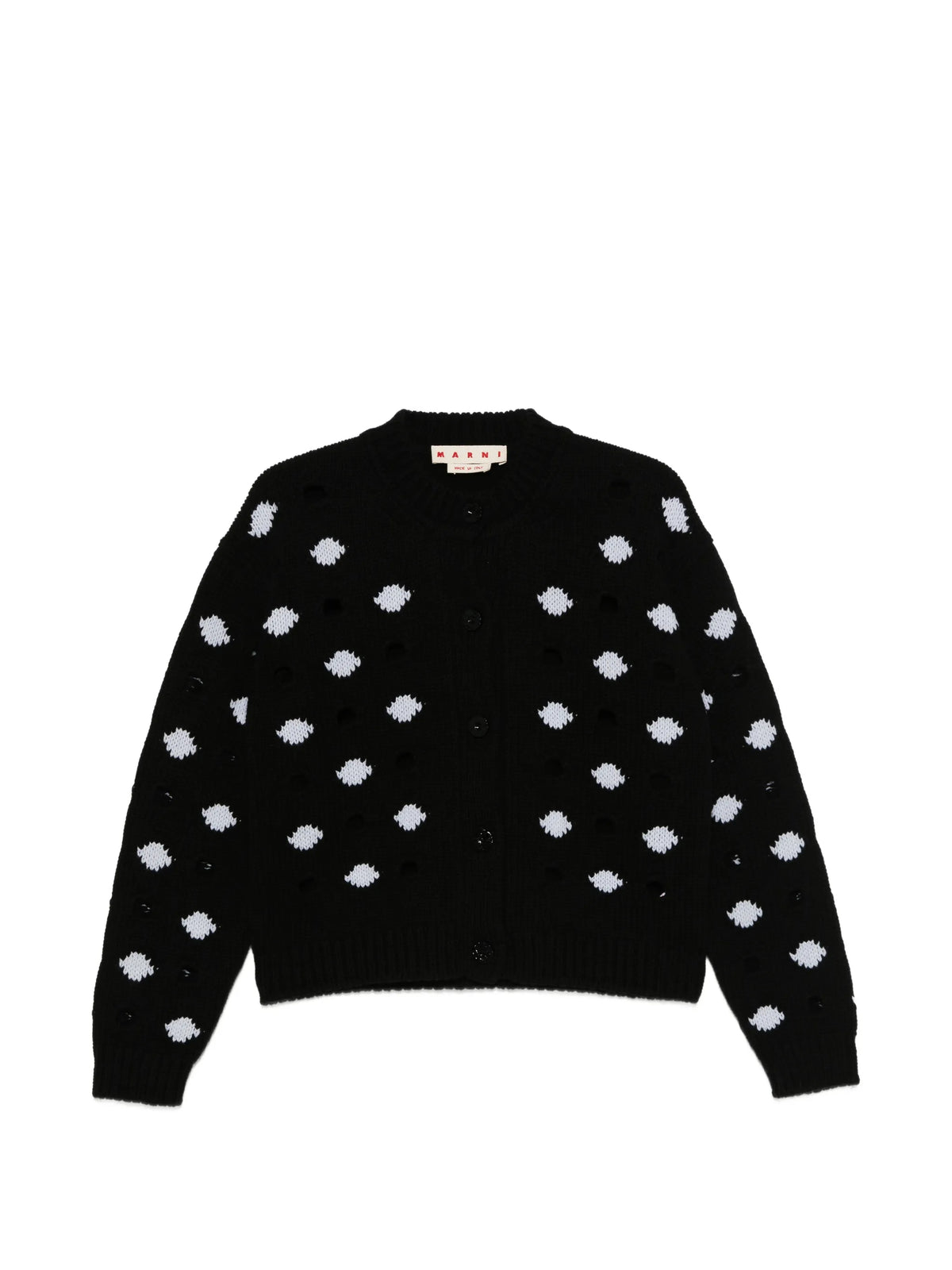 open-work spot cardigan