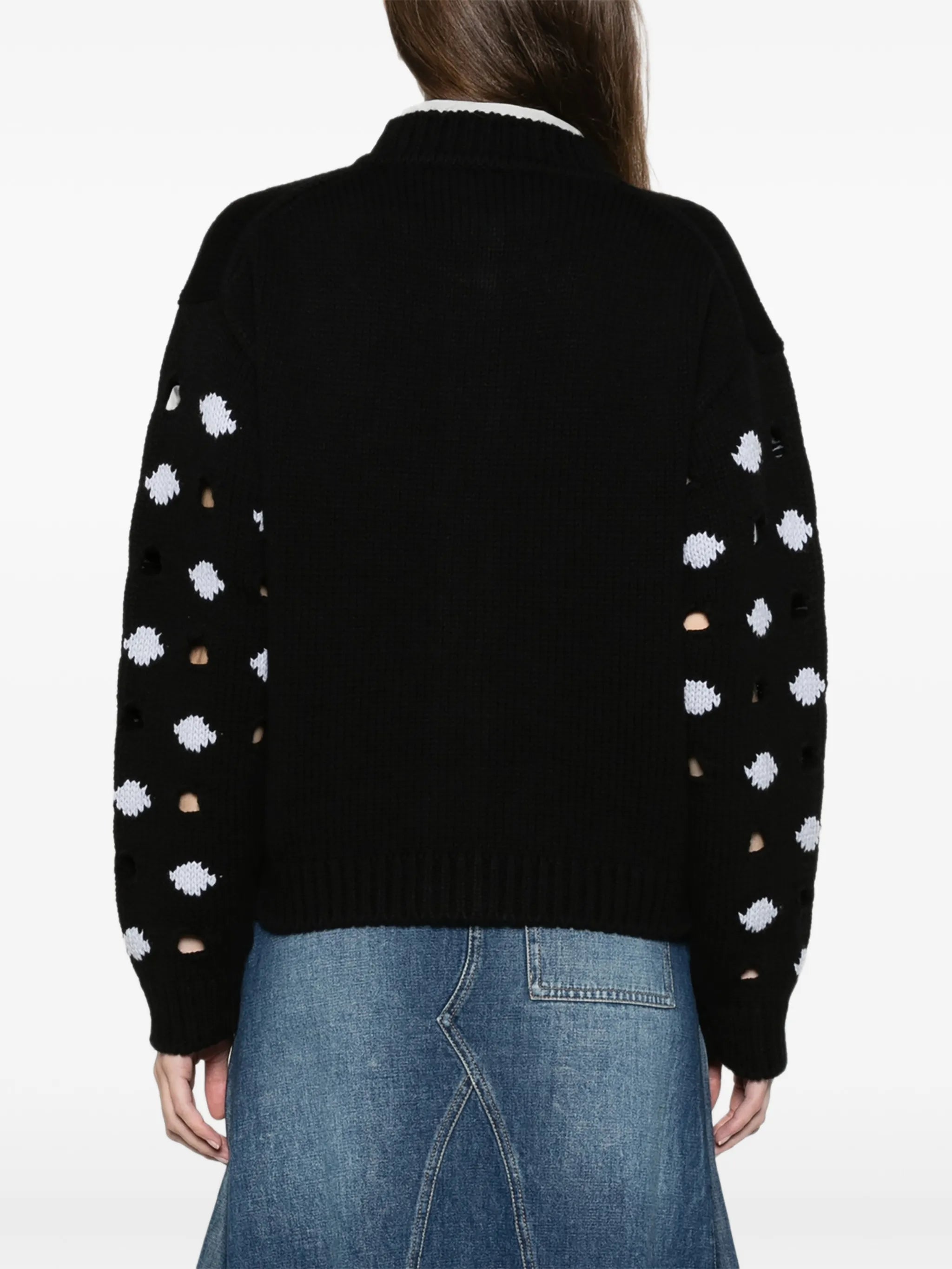 open-work spot cardigan