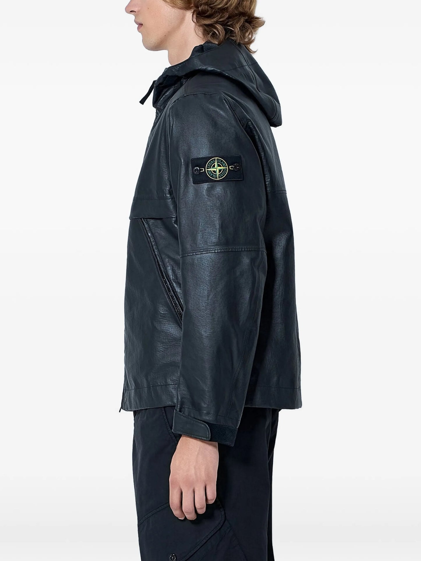 hooded leather jacket