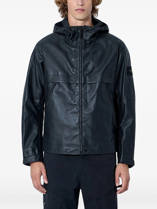 hooded leather jacket