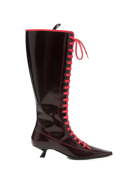 lace-up pointed-toe boots