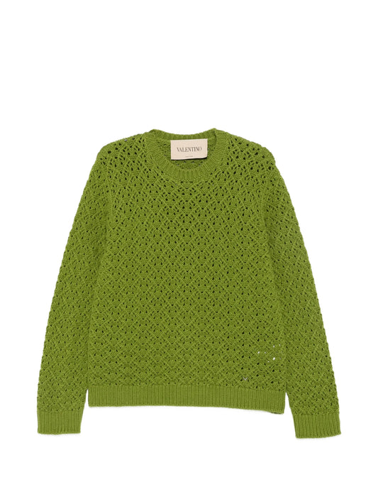 V-detail cable-knit sweater
